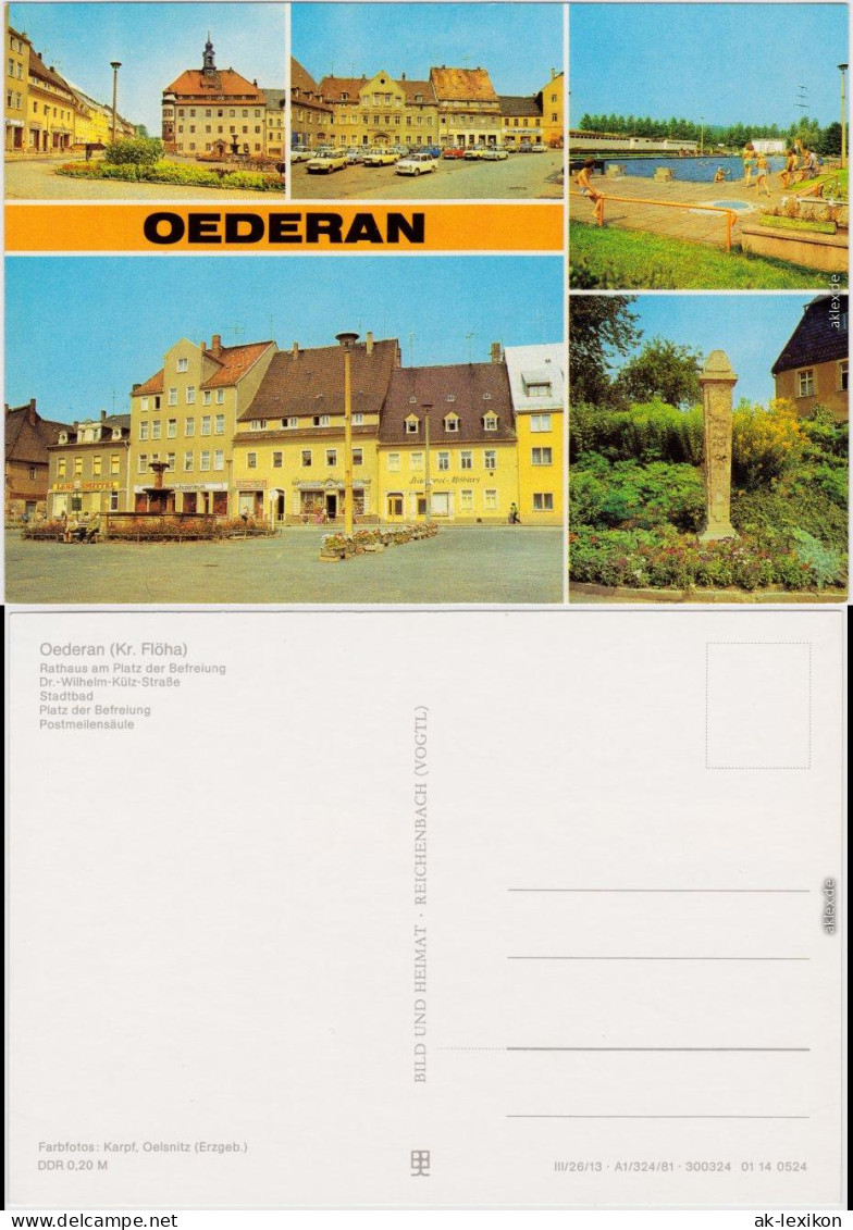 Oederan Rathaus, Dr.-Wilhelm-Külz-Straße, Stadtbad, Platz Der Befreiung 1981 - Oederan