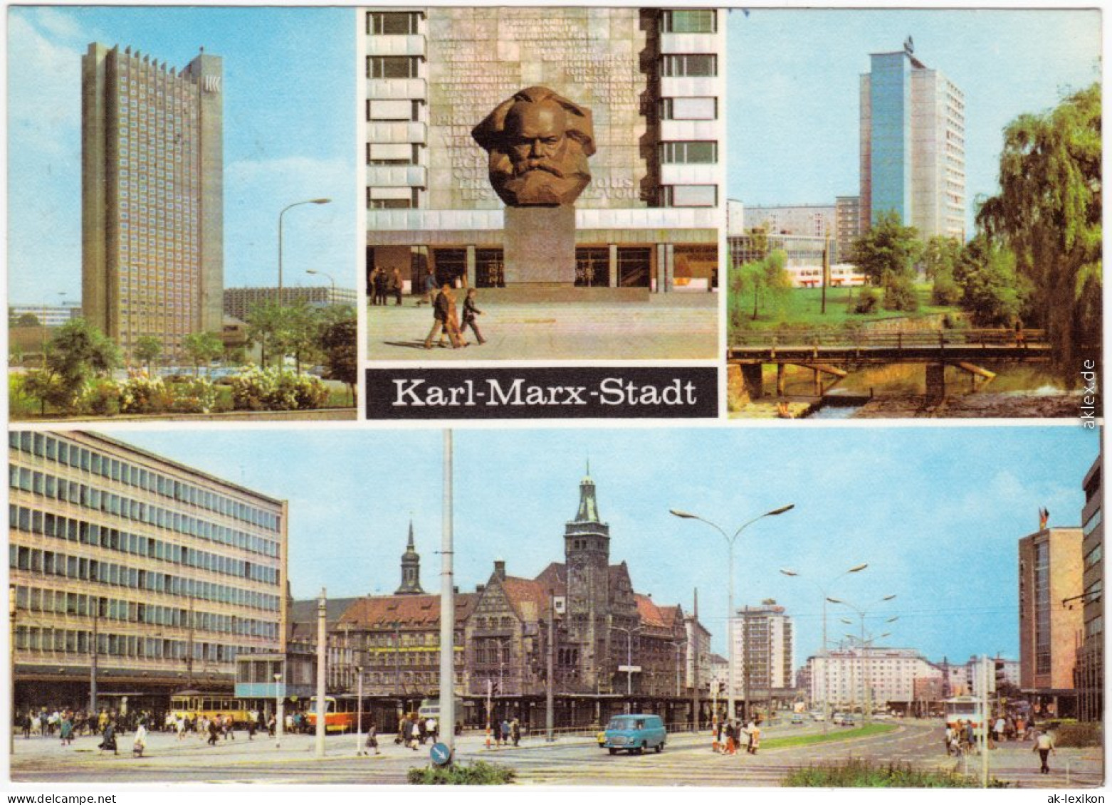 Chemnitz Karl-Marx-Stadt Interhotel Kongreß, Hochhaus Zentralhaltestelle 1973 - Chemnitz