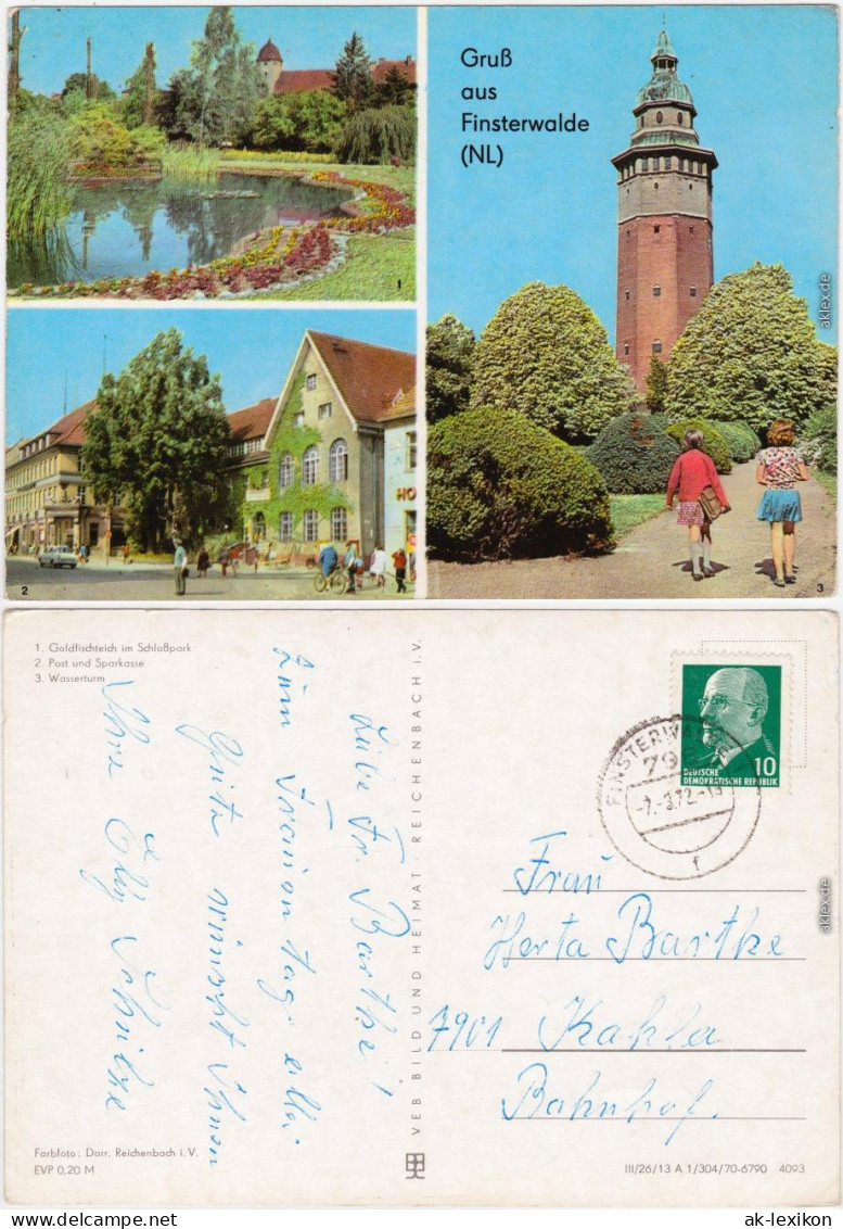 Finsterwalde Grabin 1. Goldfischteich  2. Post Und Sparkasse 3. Wasserturm 1970 - Finsterwalde