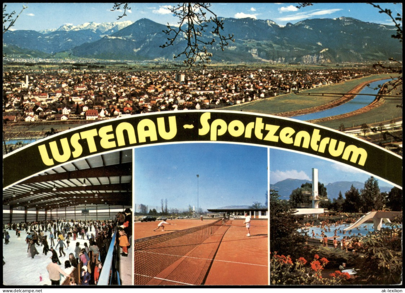 Ansichtskarte Lustenau Vorarlberg Stadt, Sportzentrum Tennis Schwimmbad 1988 - Autres & Non Classés