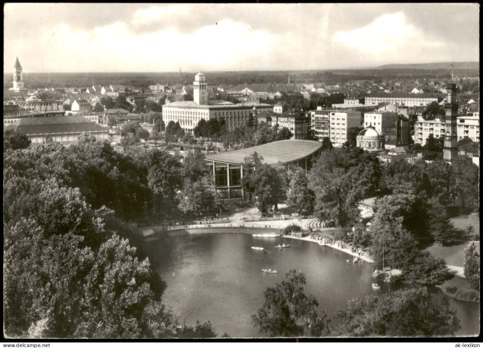 Karlsruhe Stadt Panorama Mit Stadtgarten U. Schwarzwaldhalle 1963 - Karlsruhe