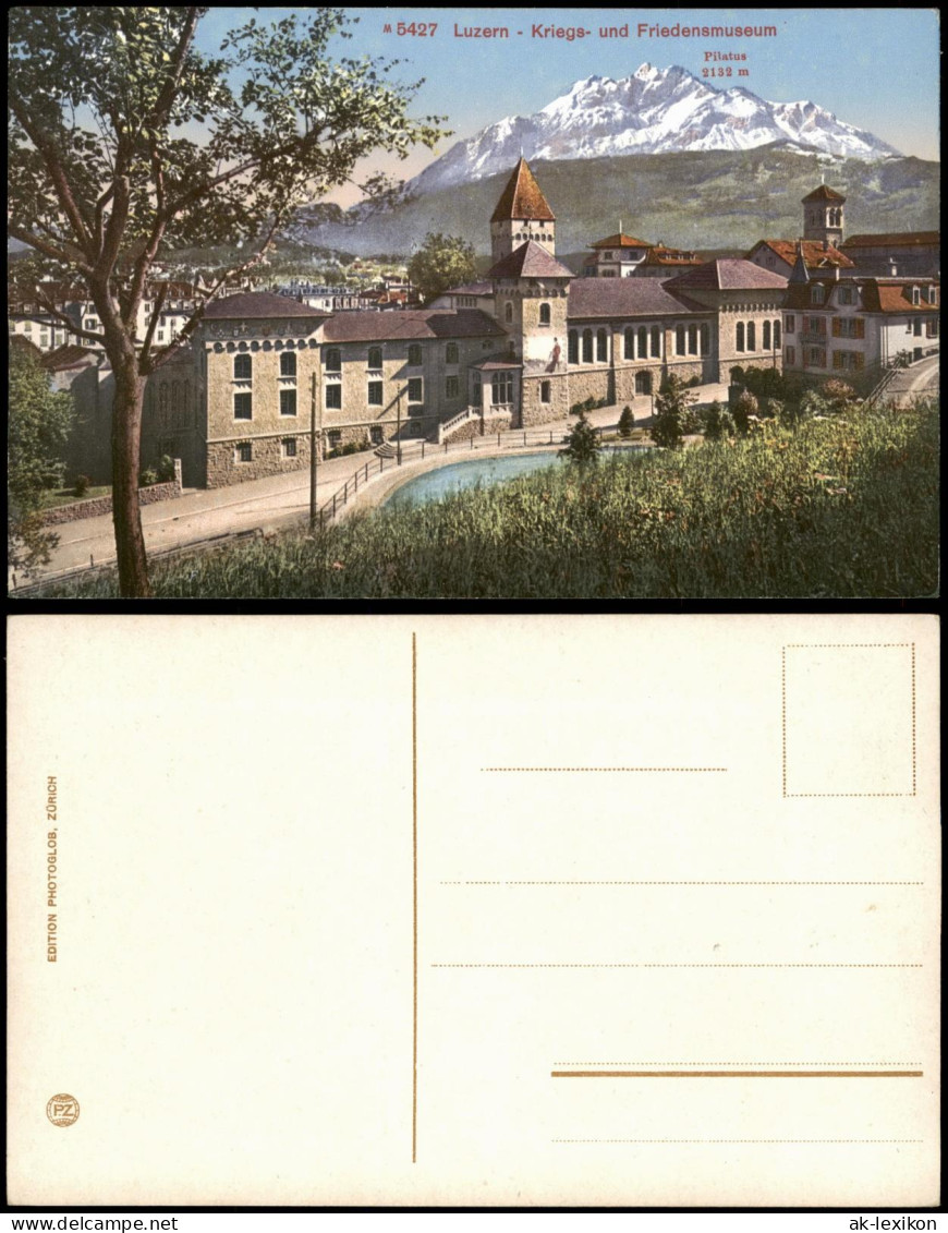 Ansichtskarte Luzern Lucerna Partie Am Kriegs- Und Friedensmuseum 1910 - Sonstige & Ohne Zuordnung