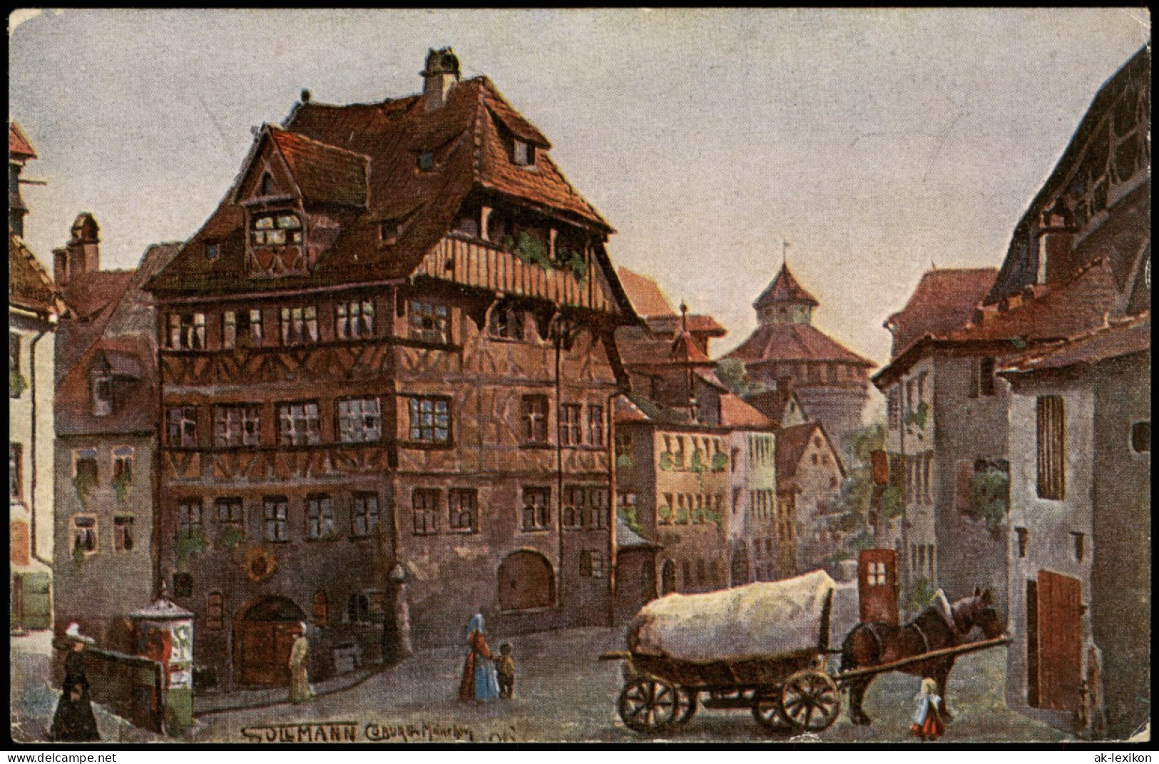 Nürnberg Albrecht-Dürer-Haus, Litfaßsäule, Pferde-Fuhrwerk 1910 - Nuernberg