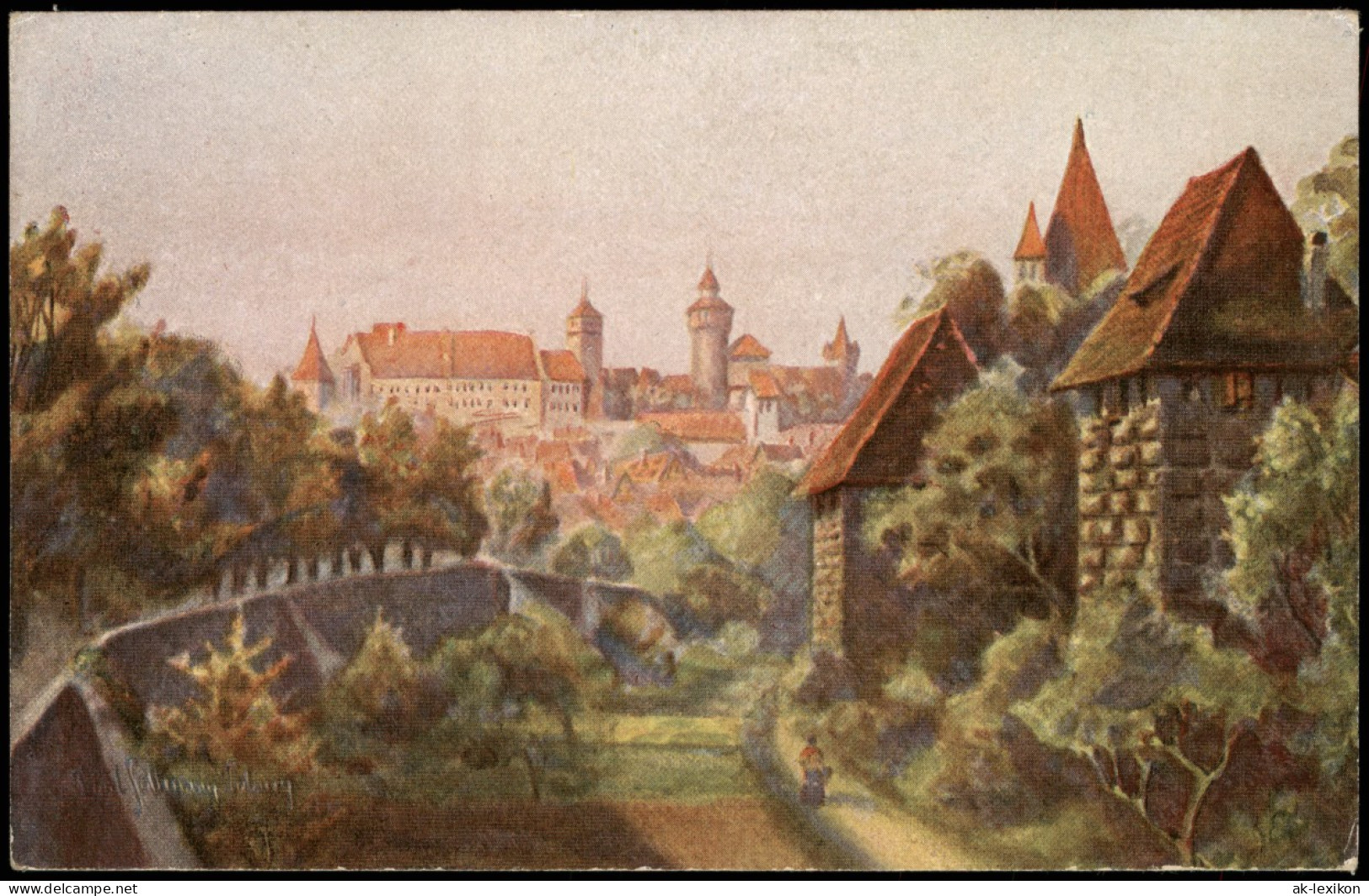 Ansichtskarte Nürnberg Spittlertor Partie, Künstlerkarte 1910 - Nuernberg