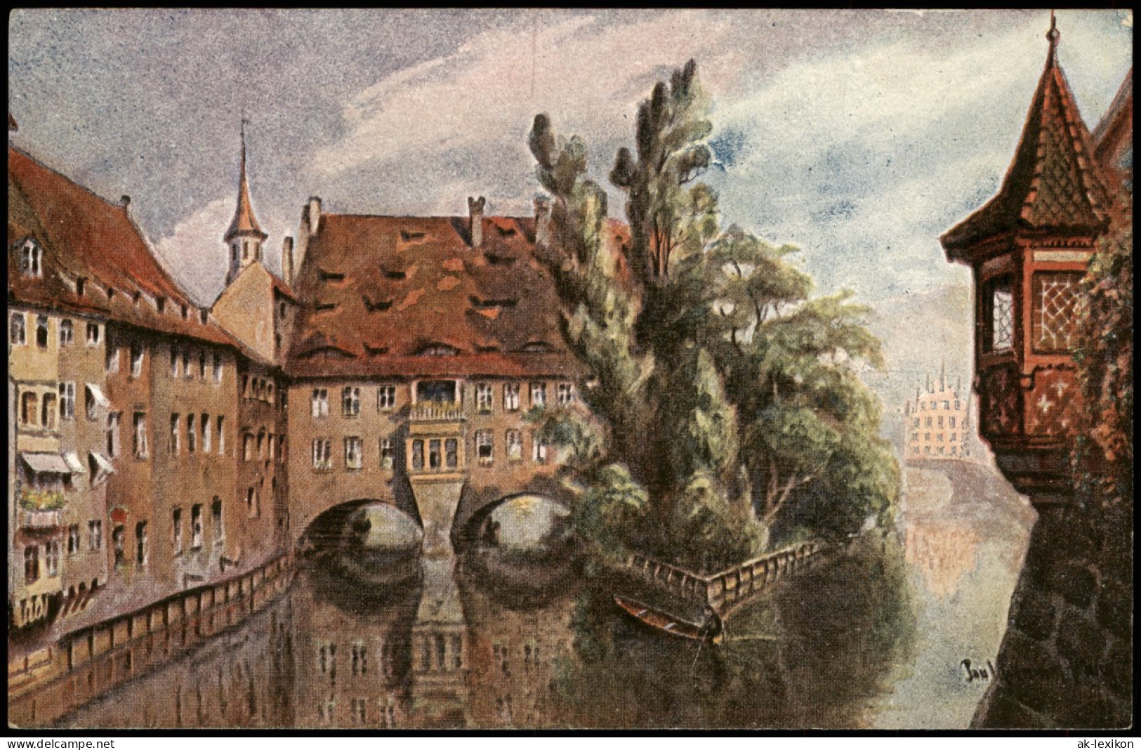 Ansichtskarte Nürnberg Museumsbrücke, Künstlerkarte 1910 - Nuernberg