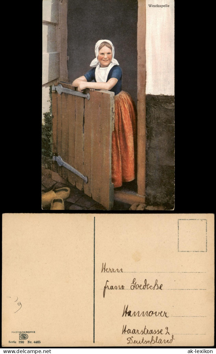 Postkaart Westkapelle-Veere Mädchen In Tracht Am Hauseingang 1913 - Westkapelle
