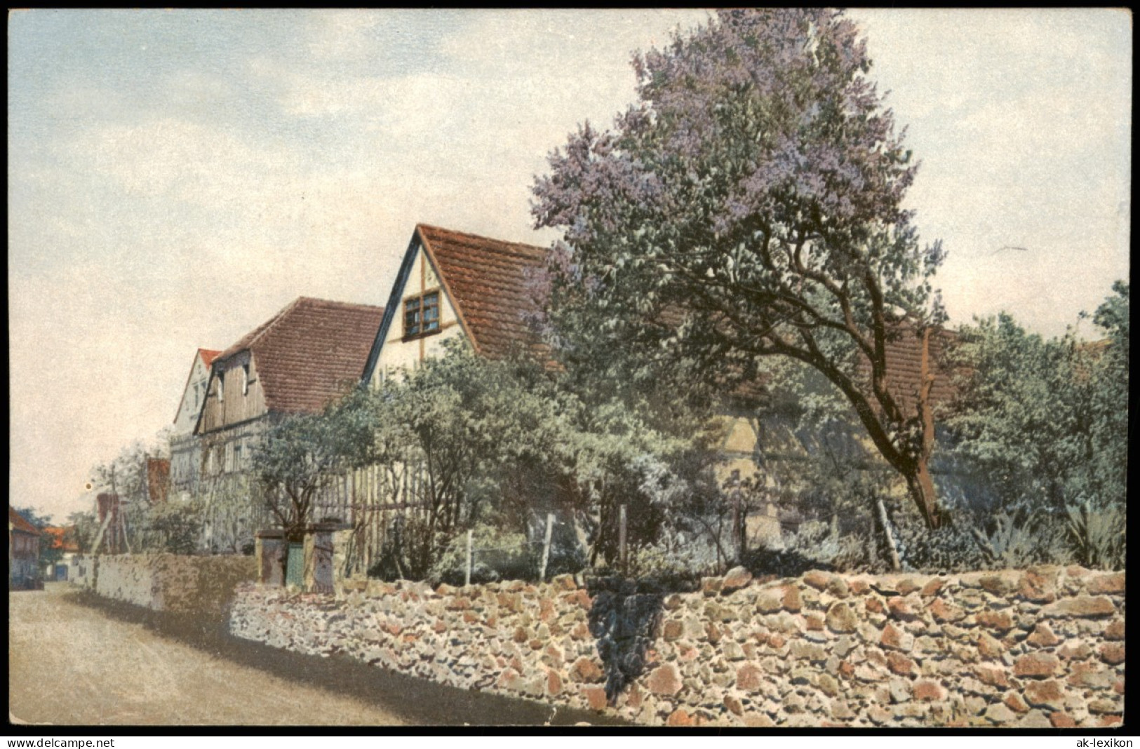 Stimmungsbild: Frühling, Straße Fachwerkhäuser Photochromie 1912 - Other & Unclassified
