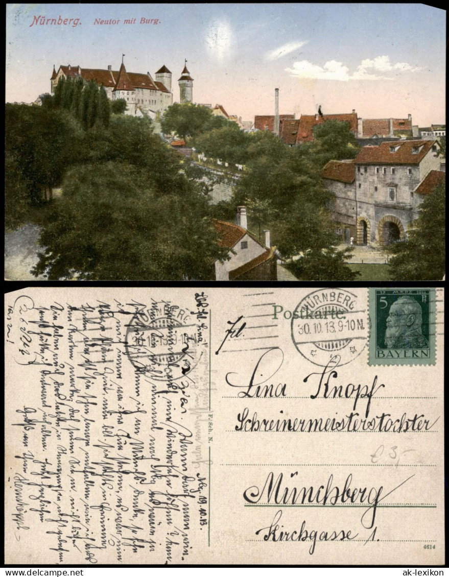 Ansichtskarte Nürnberg Neutor Mit Nürnberger Burg 1913 - Nuernberg