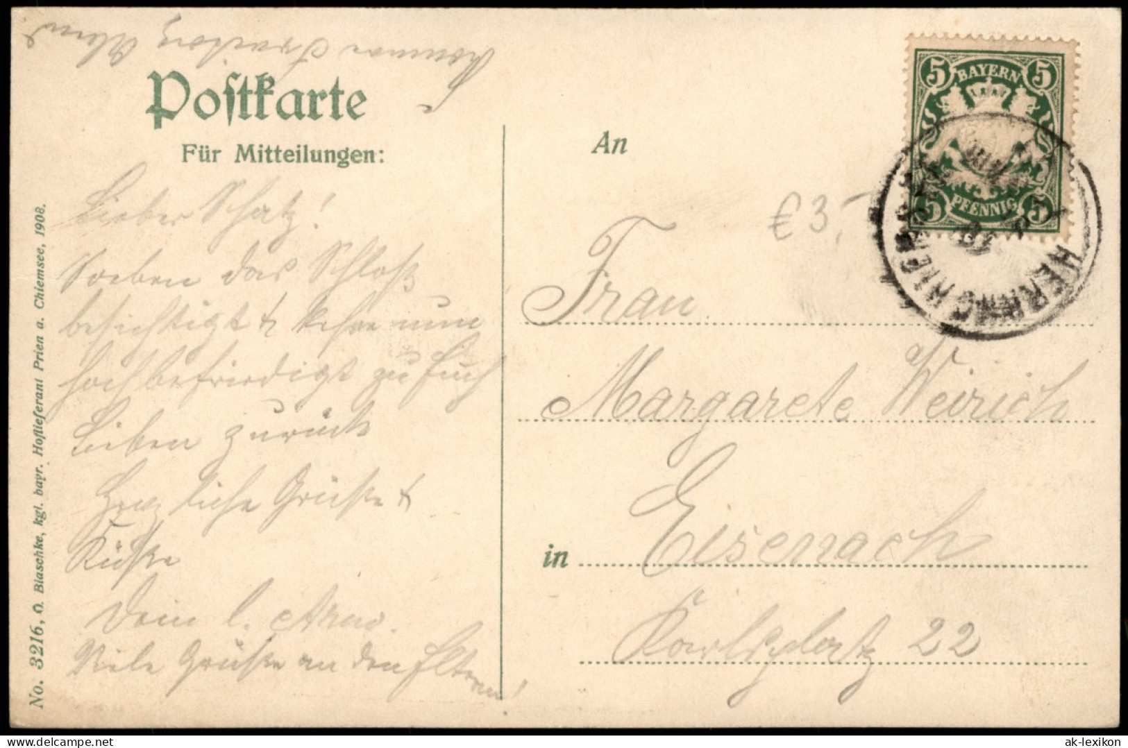 Ansichtskarte Chiemsee Kgl. Schloss Herrenchiemsee, Castle In Bavaria 1908 - Chiemgauer Alpen