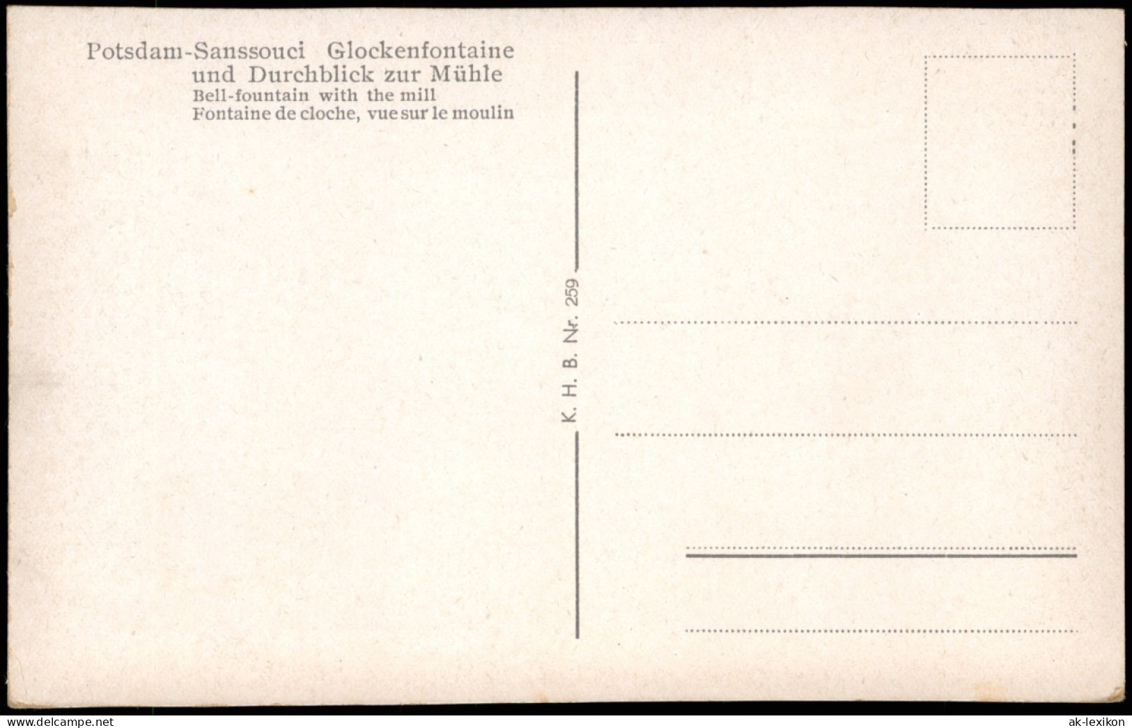 Potsdam Sanssouci Glockenfontaine Und Durchblick Zur Mühle 1930 - Potsdam