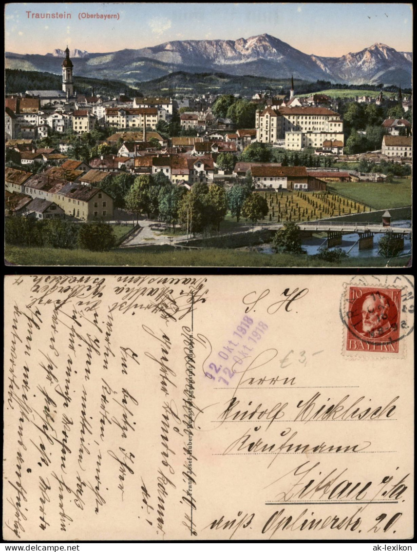 Ansichtskarte Traunstein Panorama-Ansicht 1918 - Traunstein