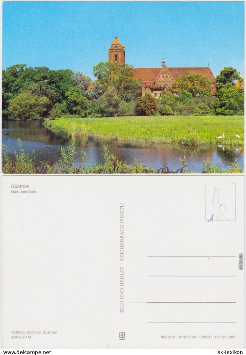 Ansichtskarte Güstrow Blick Zum Dom - Teich Im Vordergrund 1983 - Guestrow