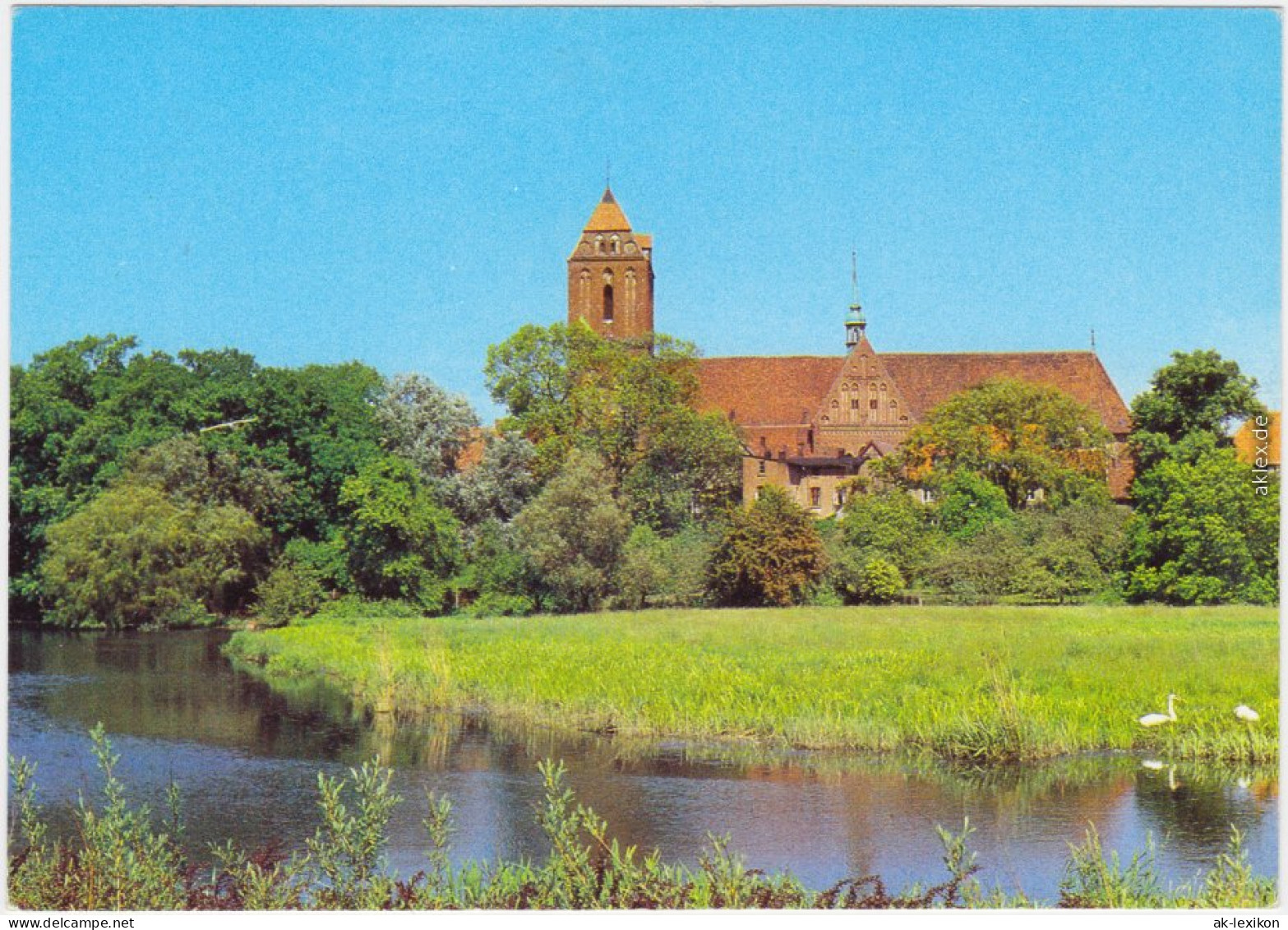 Ansichtskarte Güstrow Blick Zum Dom - Teich Im Vordergrund 1983 - Güstrow