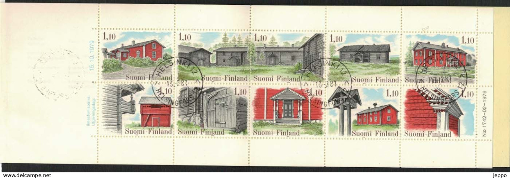 1979 Finland, Finnish Peasant Architecture  Used Booklet. - Postzegelboekjes