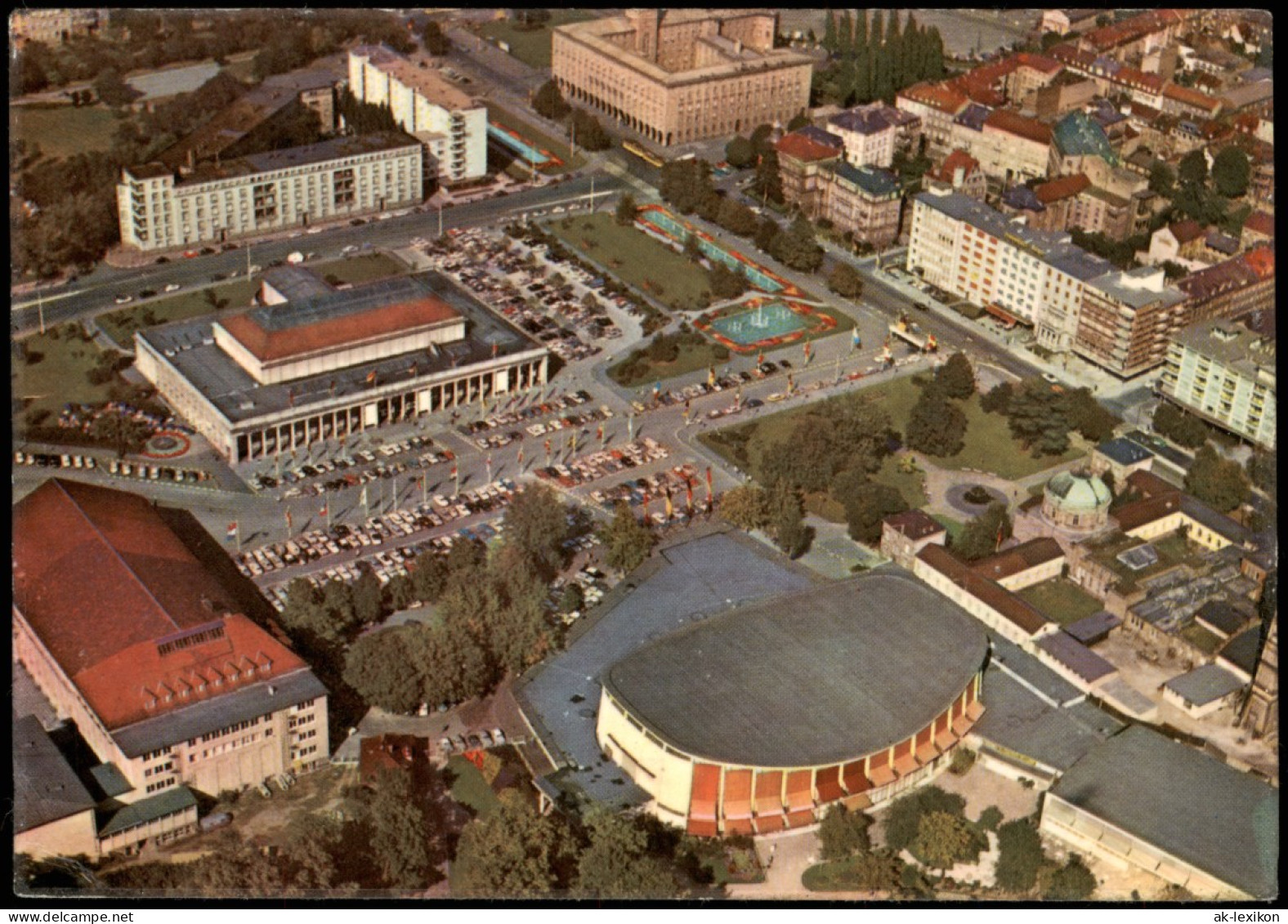 Ansichtskarte Karlsruhe Luftbild Festhallenplatz 1965 - Karlsruhe