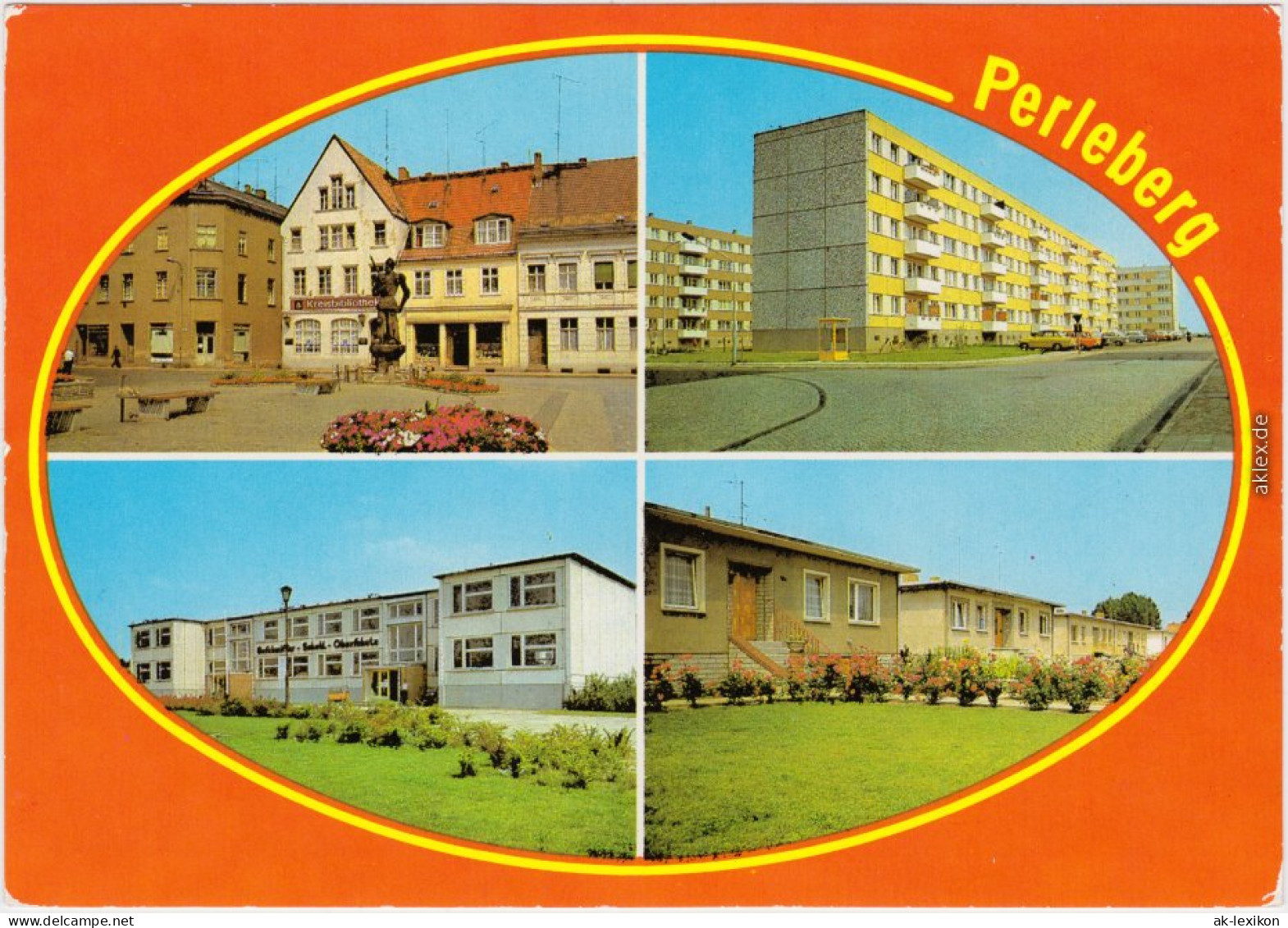 Perleberg   Markt, Heinrich-Heine-Straße,  Oberschule, Dergenthiner Straße 1985 - Perleberg