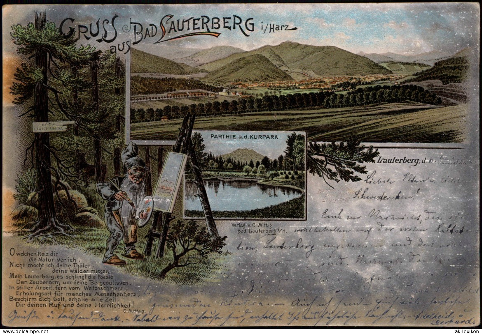 Ansichtskarte Litho AK Bad Lauterberg Im Harz Umland Und Zwerg Gruss Aus 1896 - Bad Lauterberg