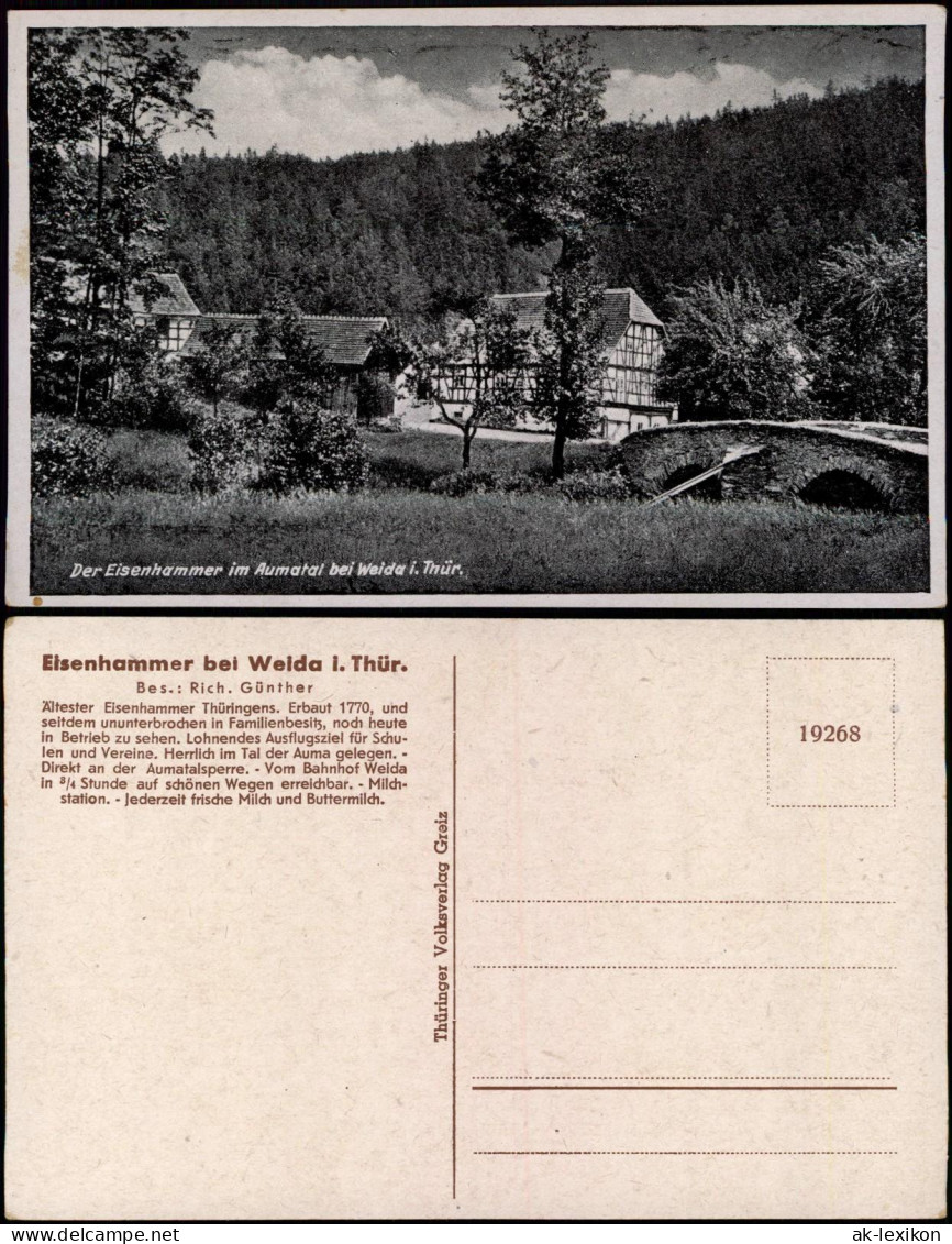 Ansichtskarte Weida (Thüringen) Der Eisenhammer Im Aumatal 1954 - Weida
