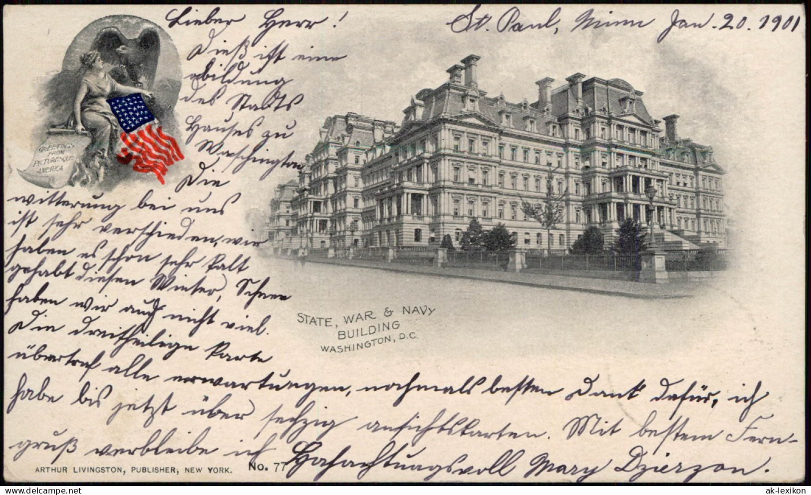 Postcard Washington D.C. State, War & Navy Building 1901 Gel. USA N Deutschland - Washington DC