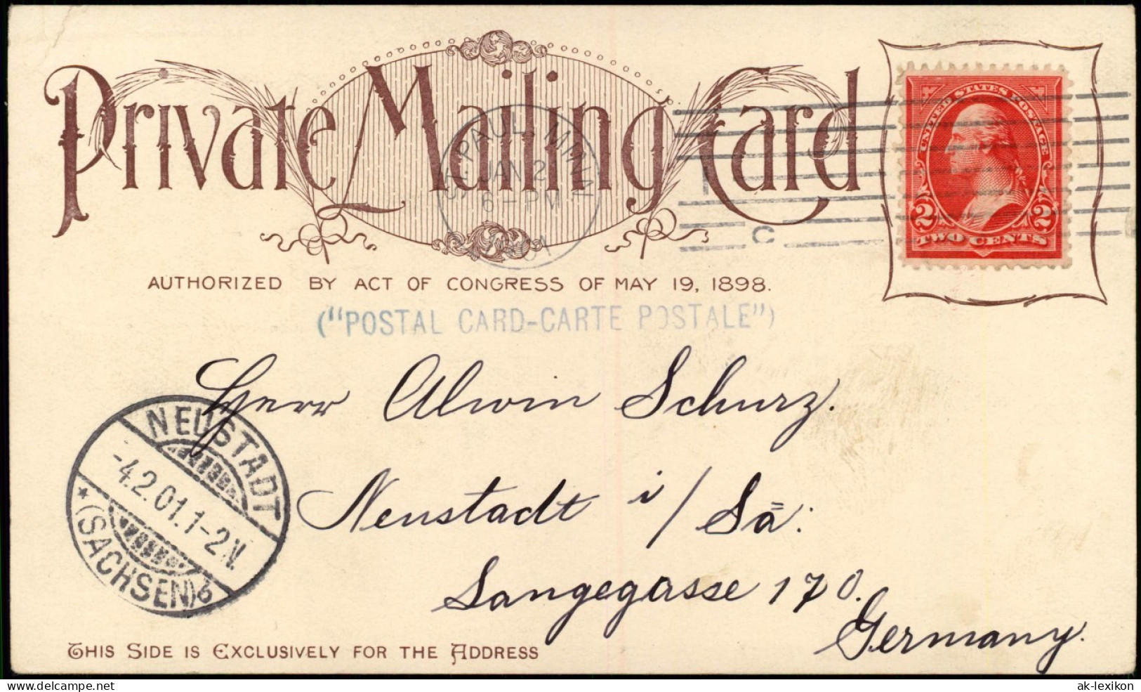 Postcard Washington D.C. State, War & Navy Building 1901 Gel. USA N Deutschland - Washington DC