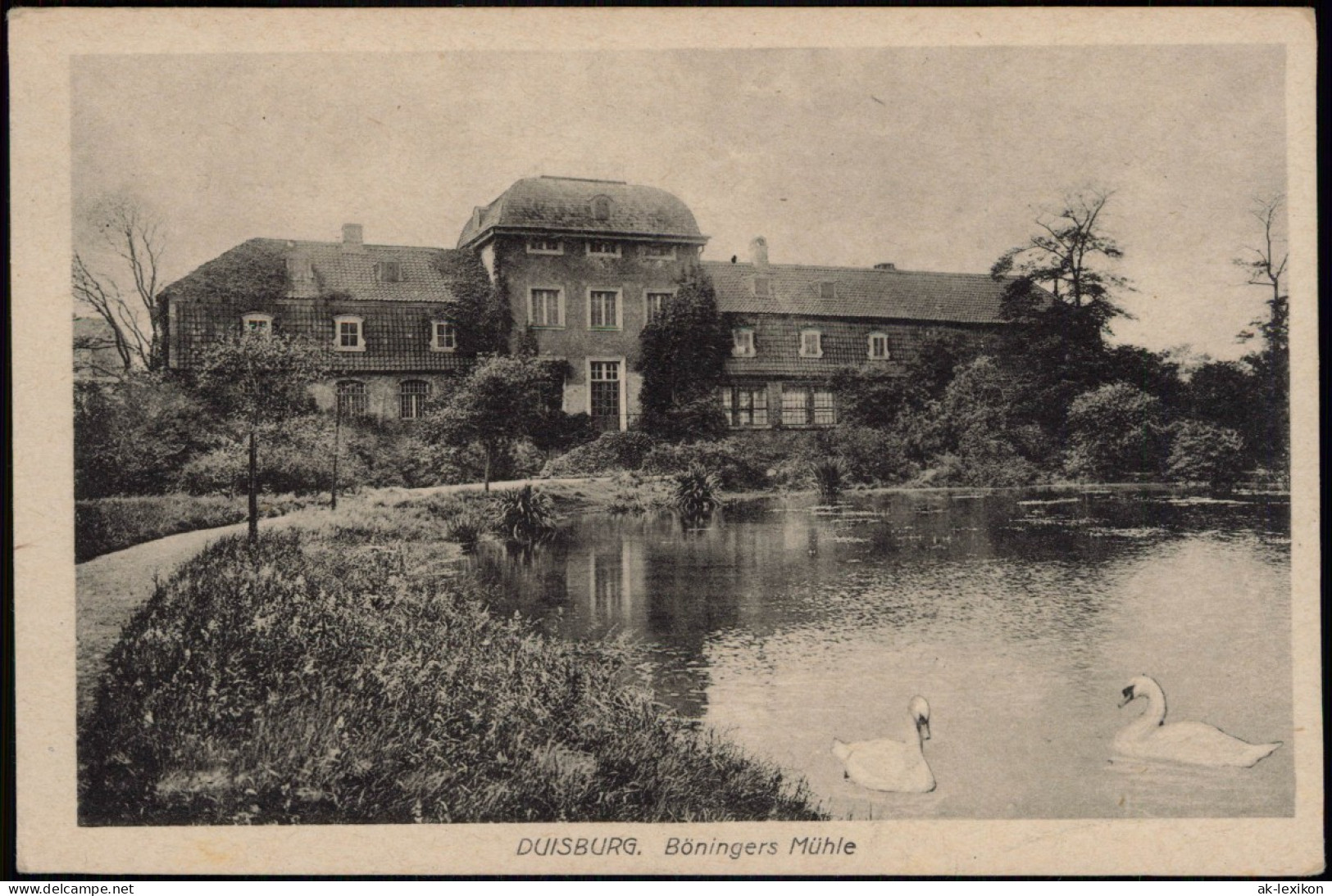Ansichtskarte Duisburg Böningers Mühle, Teich Schwäne 1918 - Duisburg