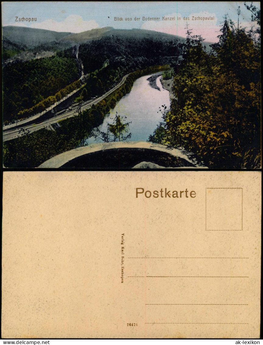 Ansichtskarte Zschopau Blick Von Der Bodenner Kanzel In Das Zschopaulal 1913 - Zschopau