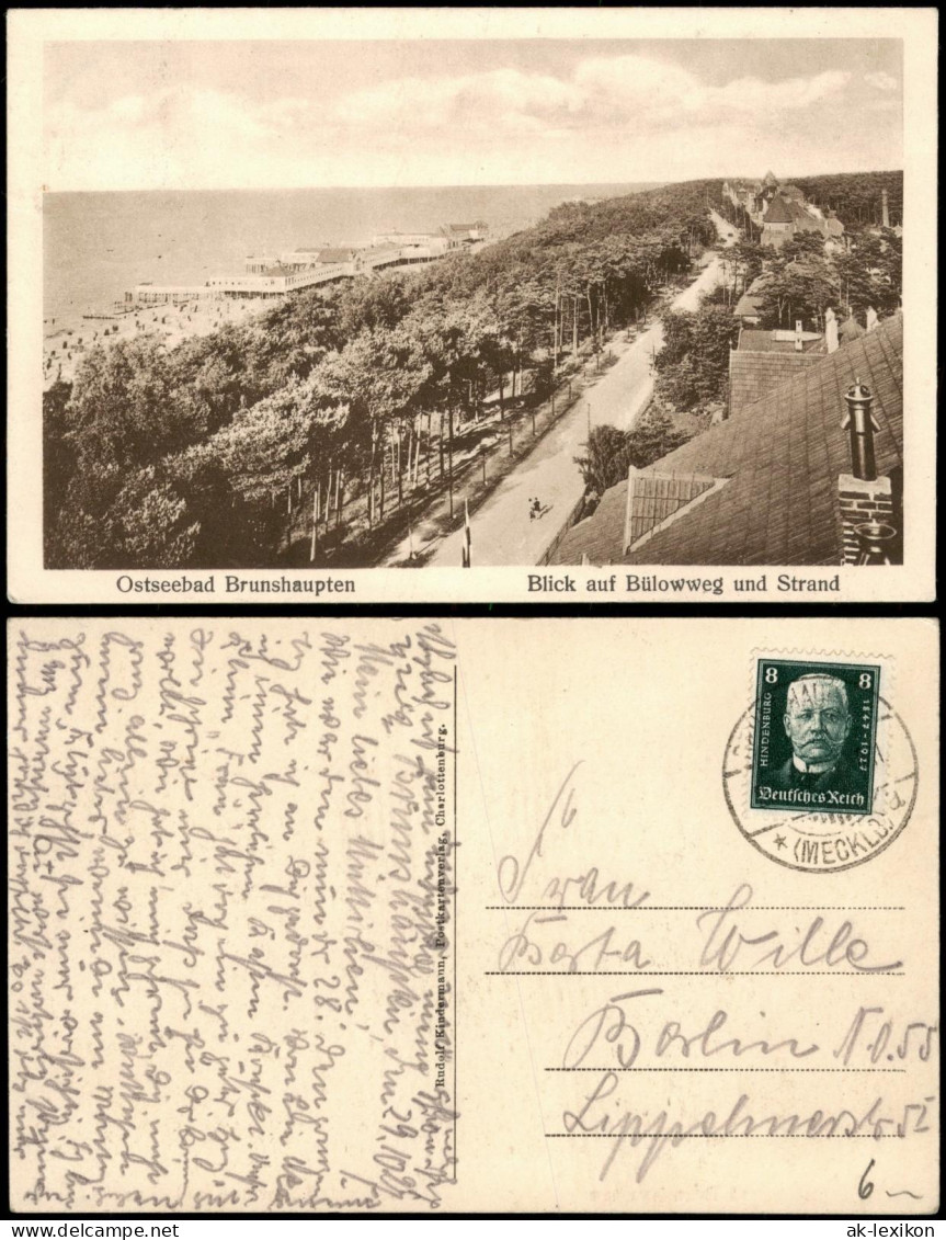 Ansichtskarte Brunshaupten-Kühlungsborn Bülowweg Und Strand 1930 - Kuehlungsborn