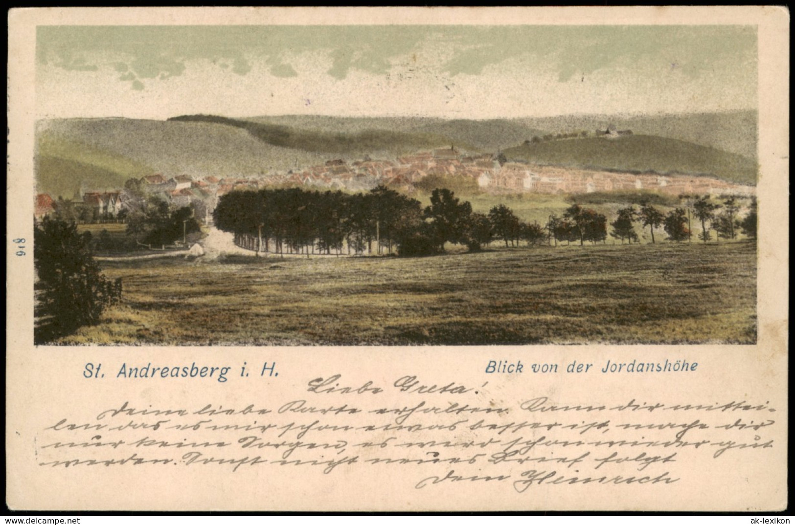 Ansichtskarte Sankt Andreasberg-Braunlage Blick Von Der Jordanshöhe 1911 - St. Andreasberg