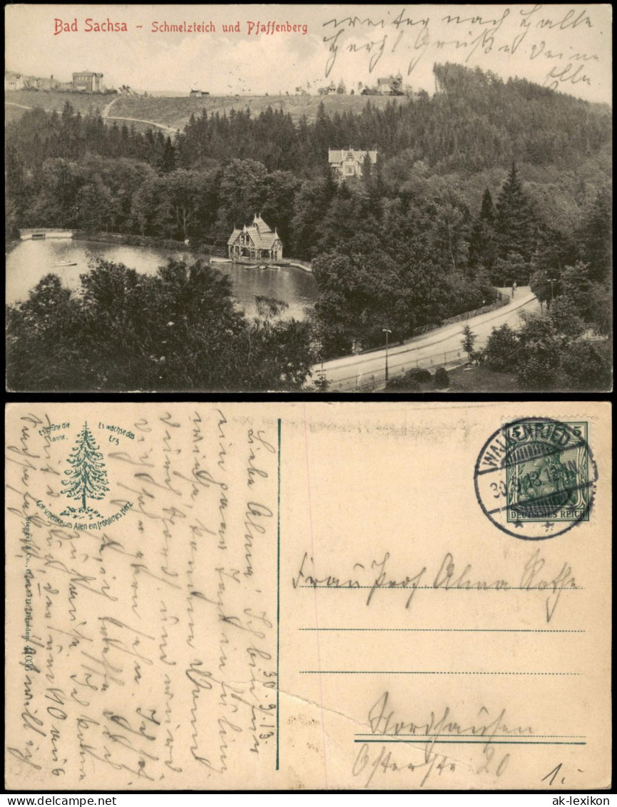 Ansichtskarte Bad Sachsa Schmelzteich Und Pfaffenberg 1913 - Bad Sachsa