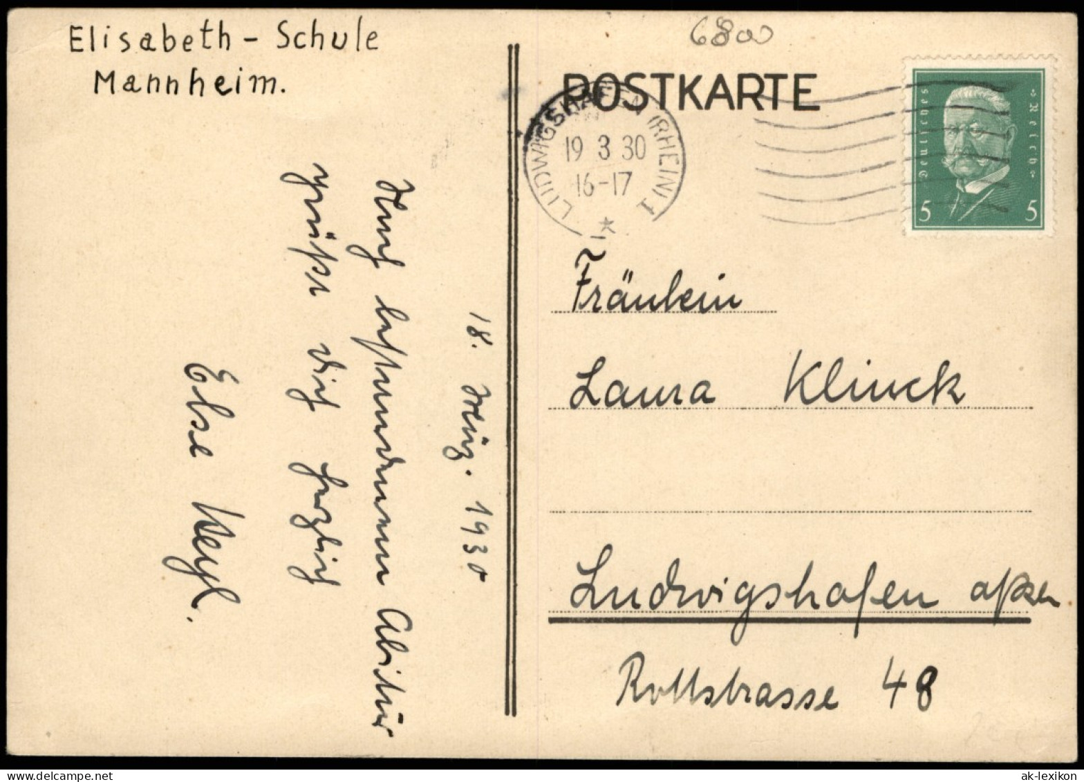 Ansichtskarte Mannheim Elisabeth Schule Abitur 01b Künstlerkarte 1930 - Mannheim