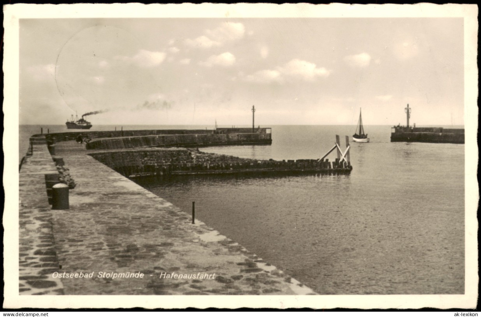 Postcard Stolpmünde Ustka Hafenausfahrt - Pommern 1939  Gel. Stempel - Pommern