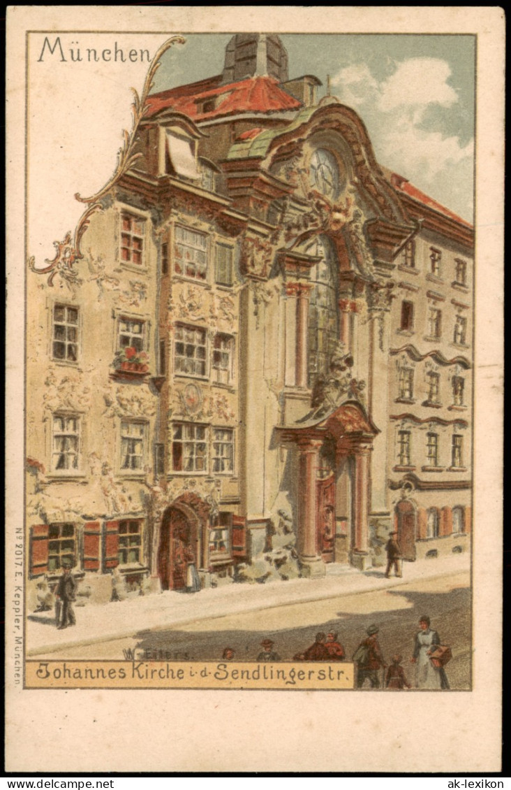Ansichtskarte München Sendlingerstraße Johanniskirche - Künstlerkarte# 1904 - Muenchen