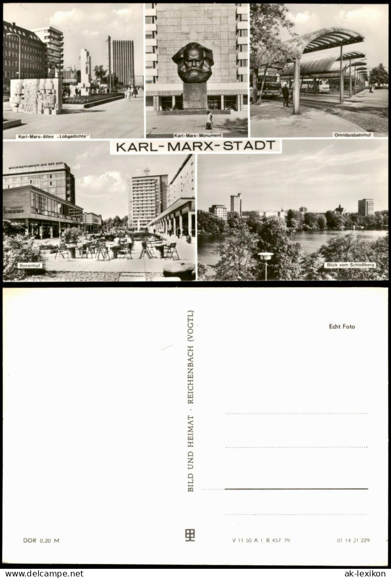 Zentrum-Chemnitz 5 Bild Karte: Karl-Marx-Allee, Omnibusbahnhof 1979 - Chemnitz