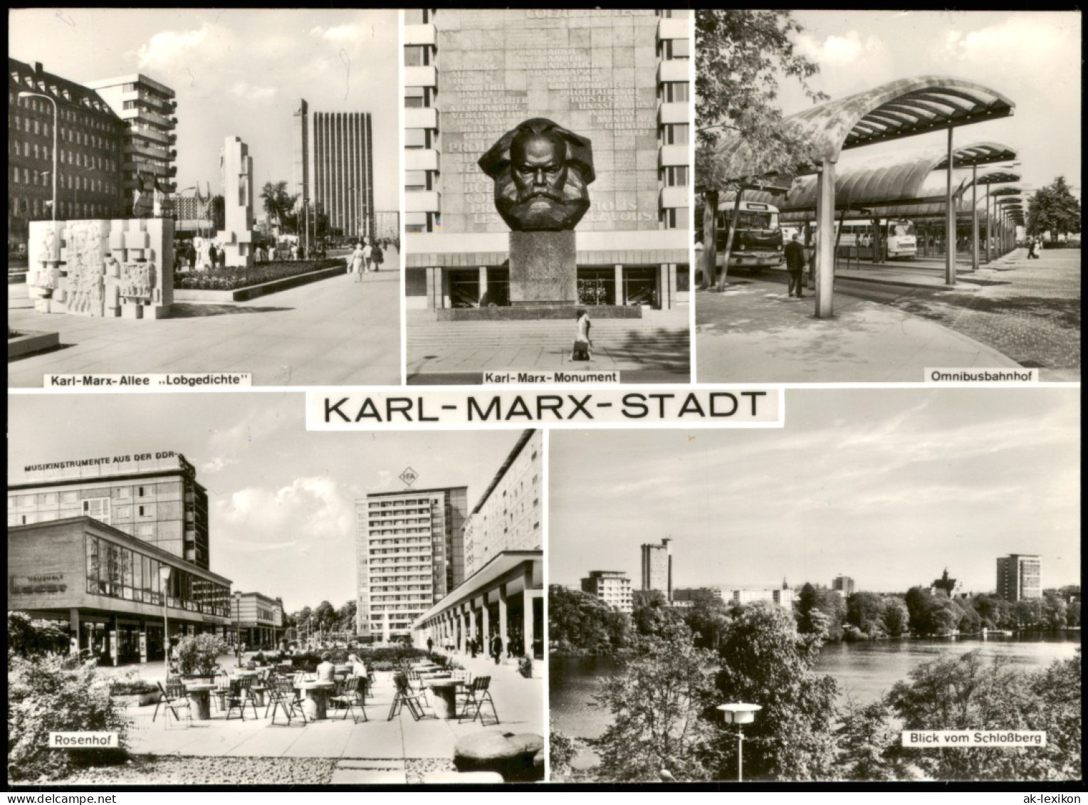 Zentrum-Chemnitz 5 Bild Karte: Karl-Marx-Allee, Omnibusbahnhof 1979 - Chemnitz