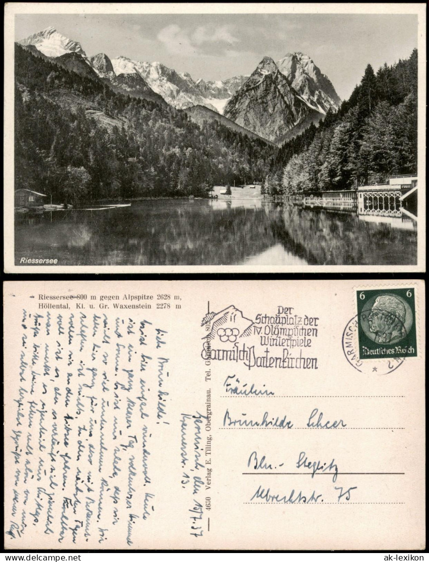 Garmisch-Partenkirchen Risser-See Riessersee Mit Alpen Berge 1937 - Garmisch-Partenkirchen