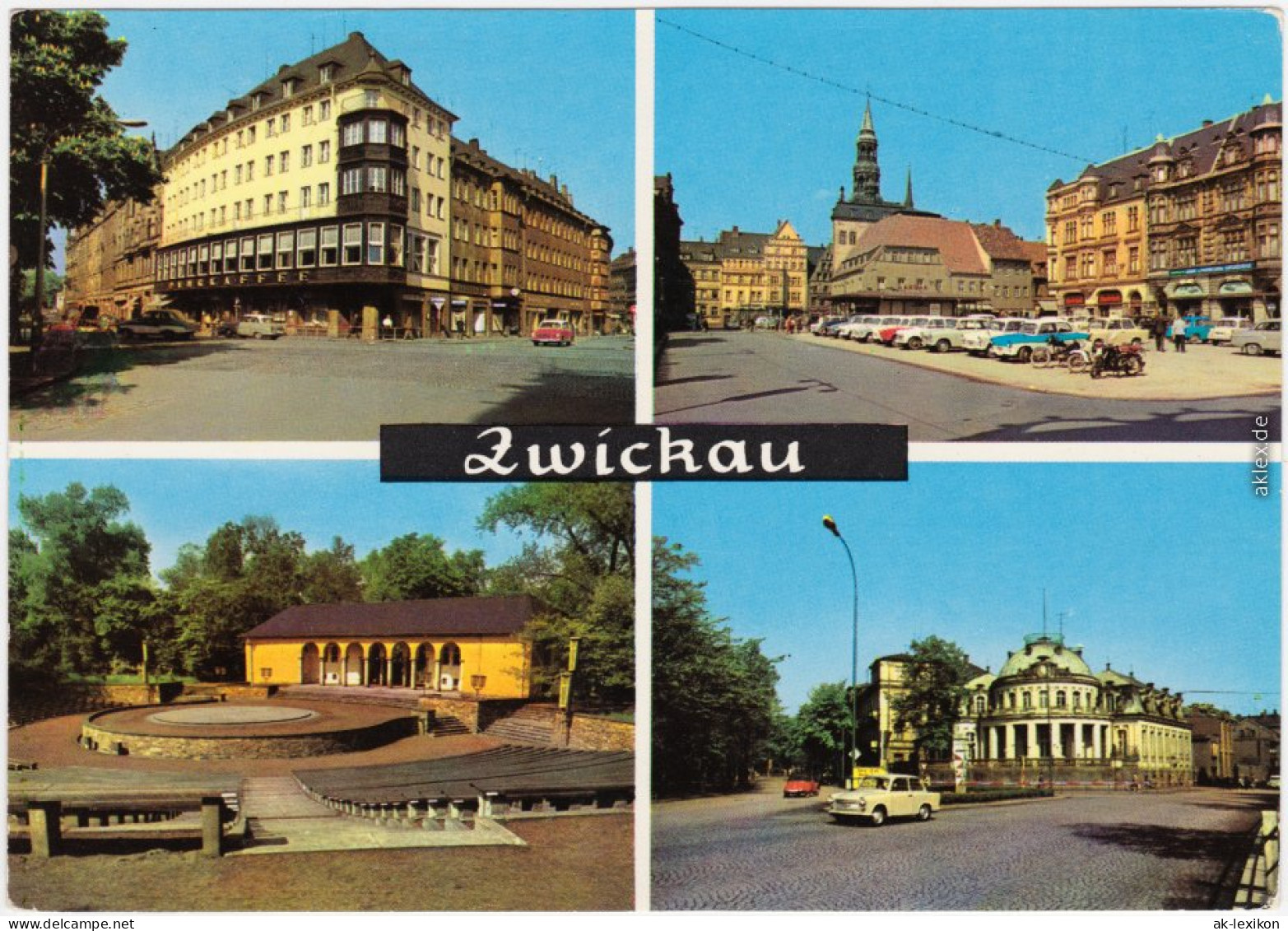 Ansichtskarte Zwickau Ringkaffee, Markt, Freilichtbühne, Milchbar 1970 - Zwickau