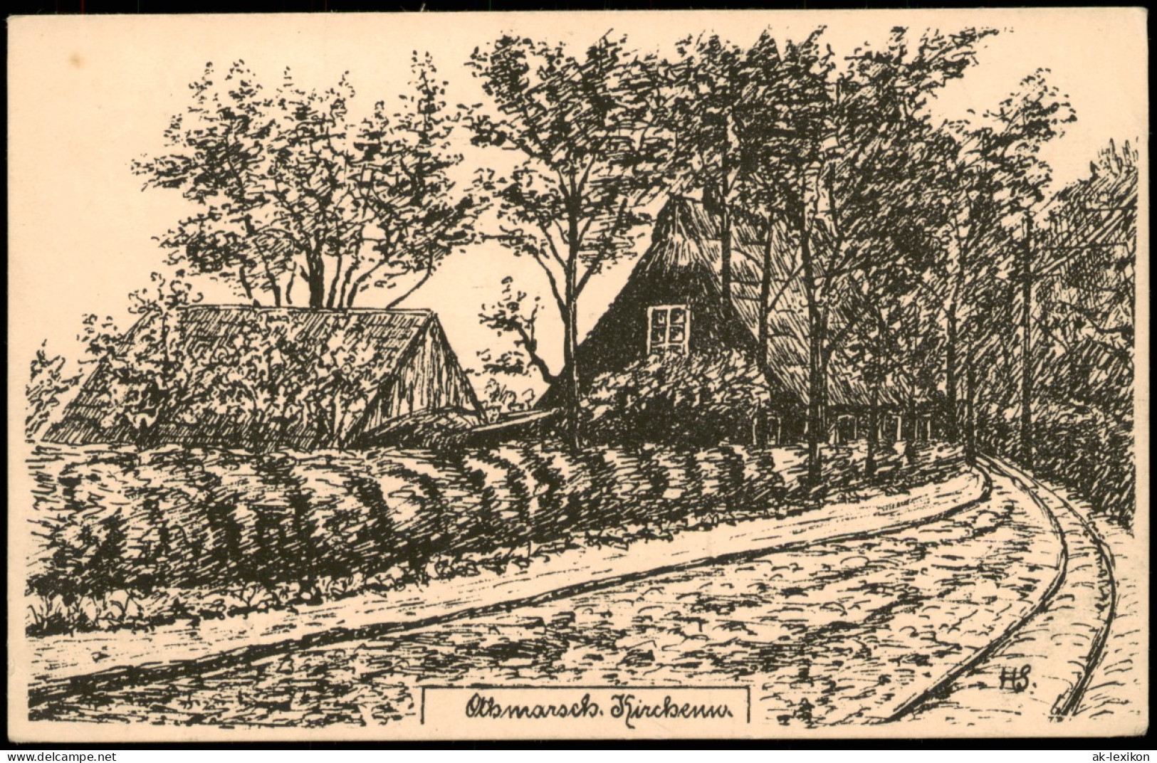 Ansichtskarte Bergedorf-Hamburg Marschland Straße - Künstlerkarte 1928 - Bergedorf