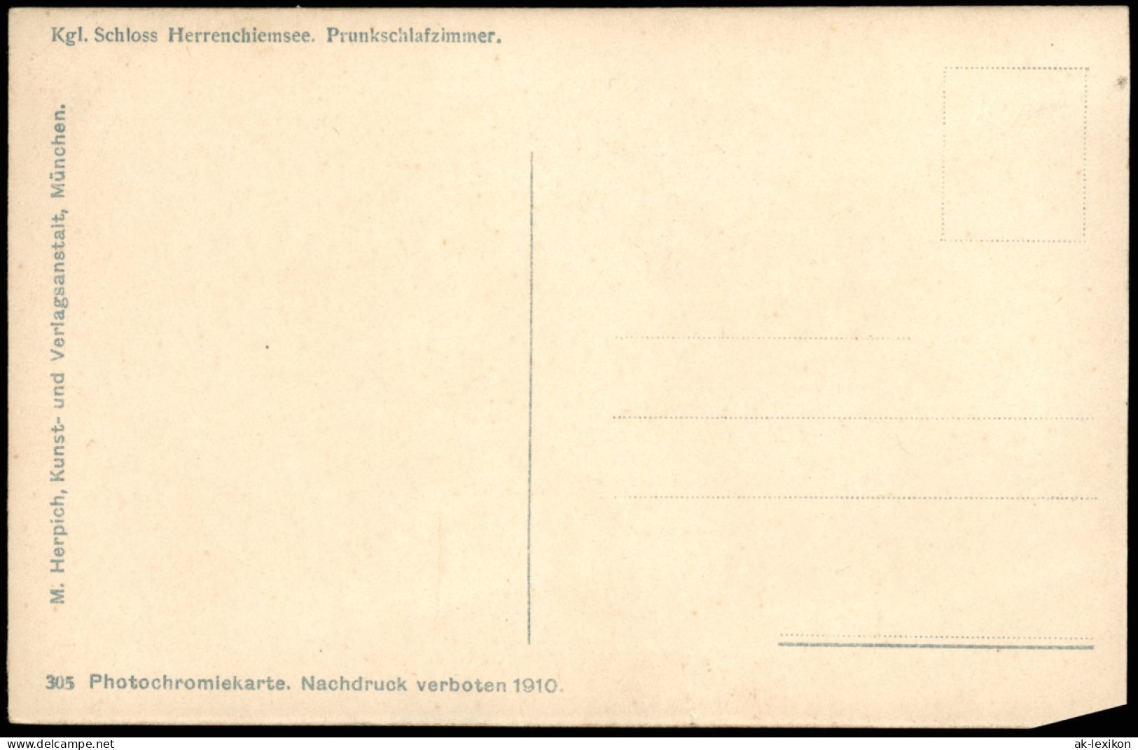 Ansichtskarte Chiemsee Kgl. Schloss Herrenchiemsee Prunkschlafzimmer 1910 - Chiemgauer Alpen