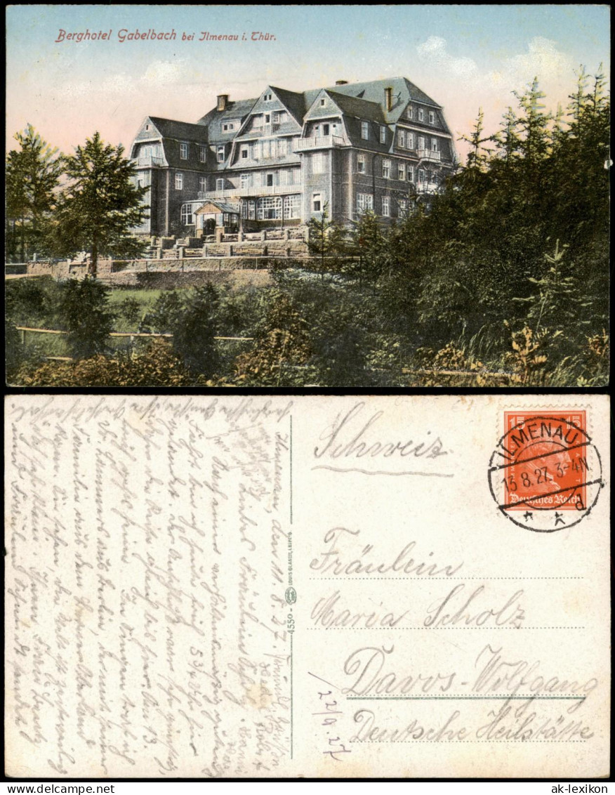 Ansichtskarte Ilmenau Partie Am Berghotel Gabelbach 1927/1920 - Ilmenau