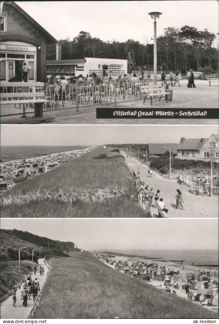 Graal Müritz Gaststätte Seestern Gästebereich Strand Strandkörben 1982 - Graal-Müritz