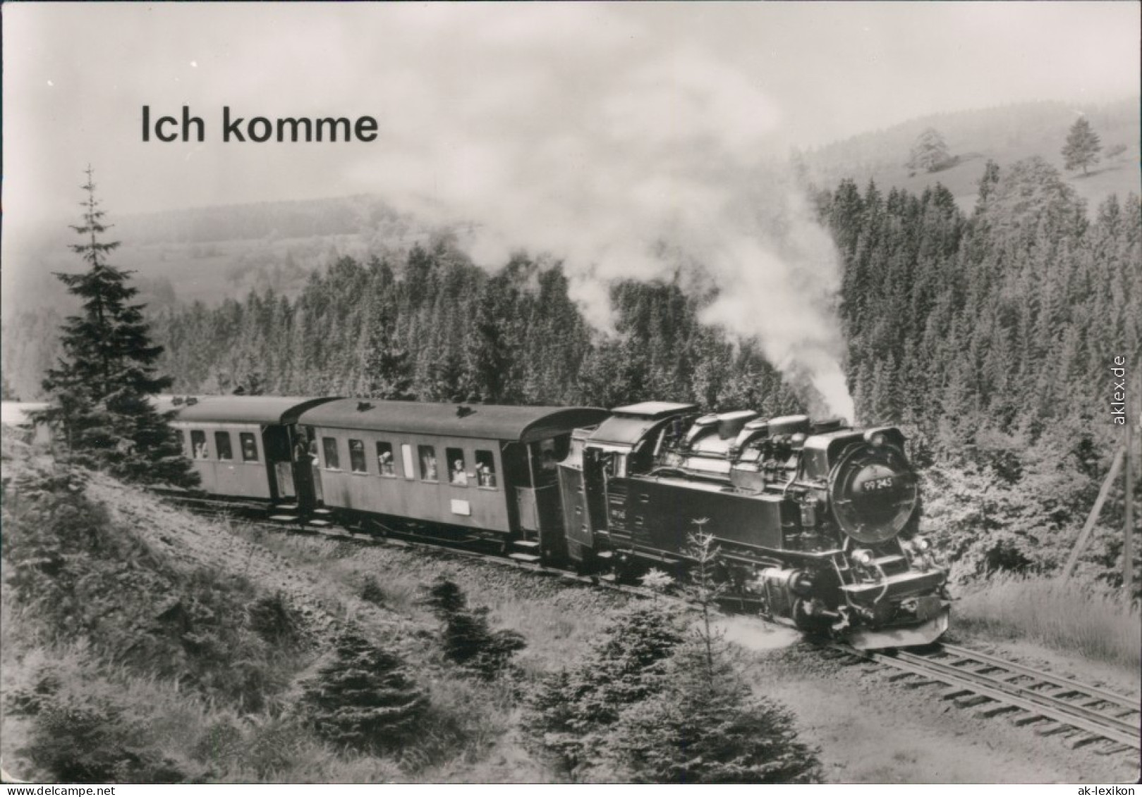 Eisenbahn Dampflokomotive, Ich Komme  Foto Ansichtskarte 1984 - Treinen