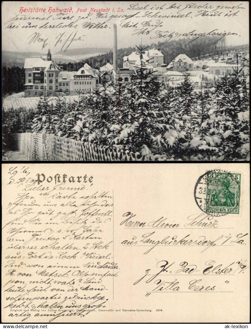 Ansichtskarte Hohwald (Sachsen) Heilstätte Hohwald Im Winter 1908 - Hohwald (Sachsen)