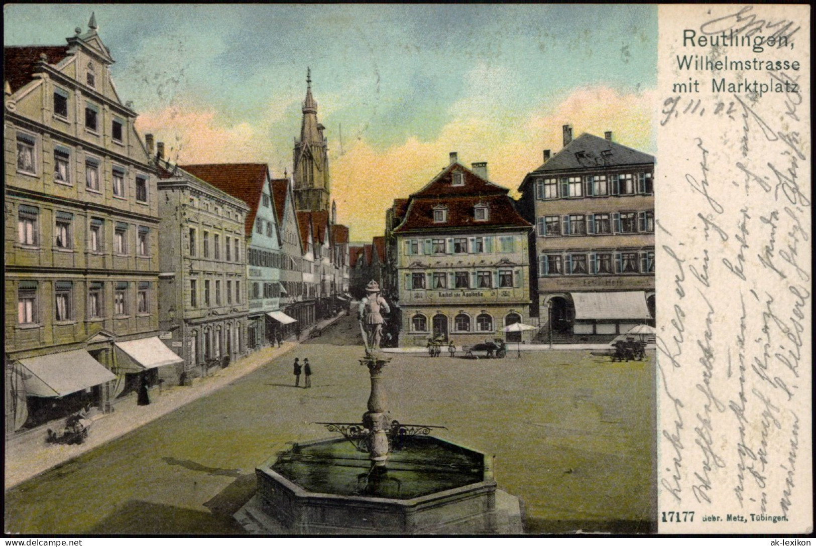 Ansichtskarte Reutlingen Wilhelmstrasse Mit Marktplatz 1902 - Reutlingen