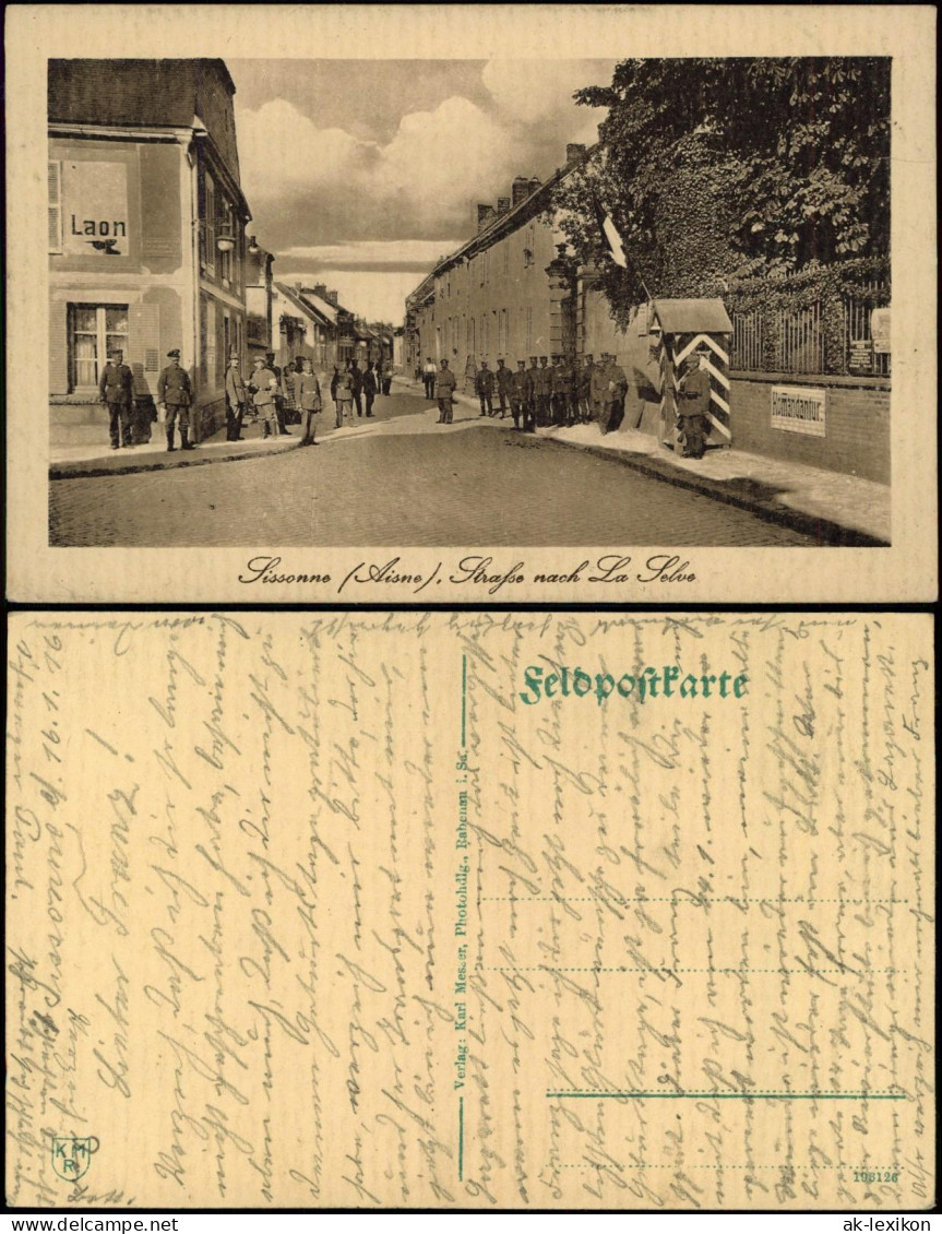 CPA Sissonne Straße Nach La Selve, Soldaten Posten 1917 - Sissonne