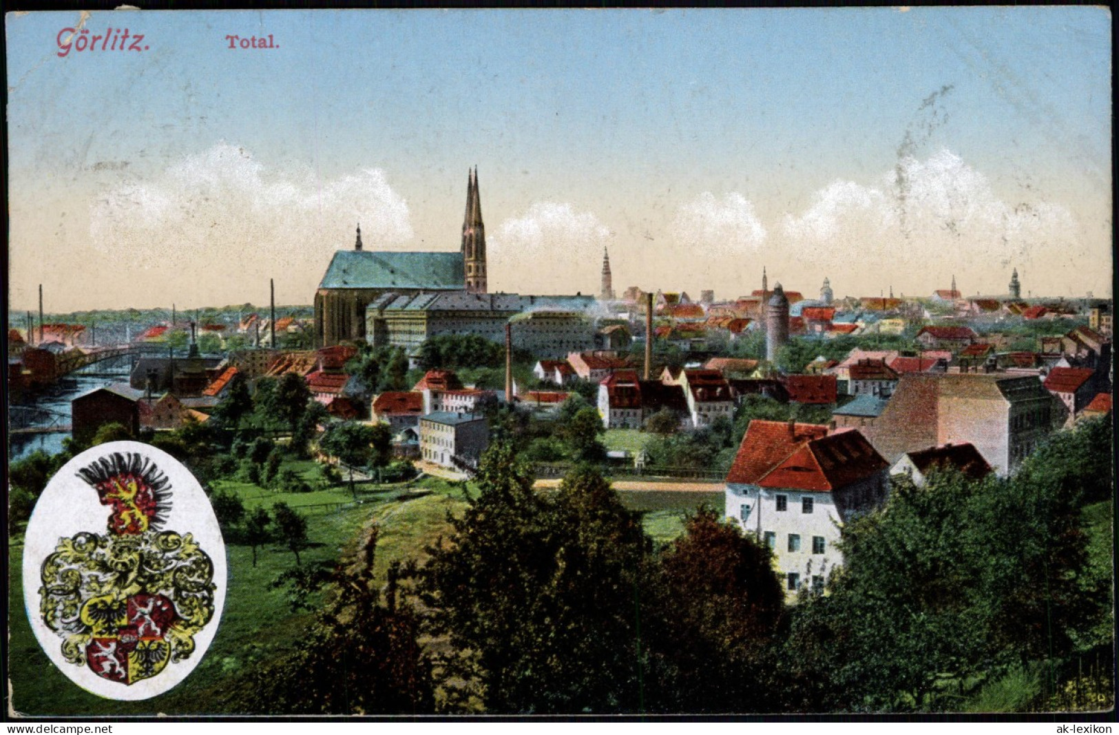 Ansichtskarte Görlitz Zgorzelec Belick Auf Die Stadt Heraldik Wappen 1919 - Goerlitz