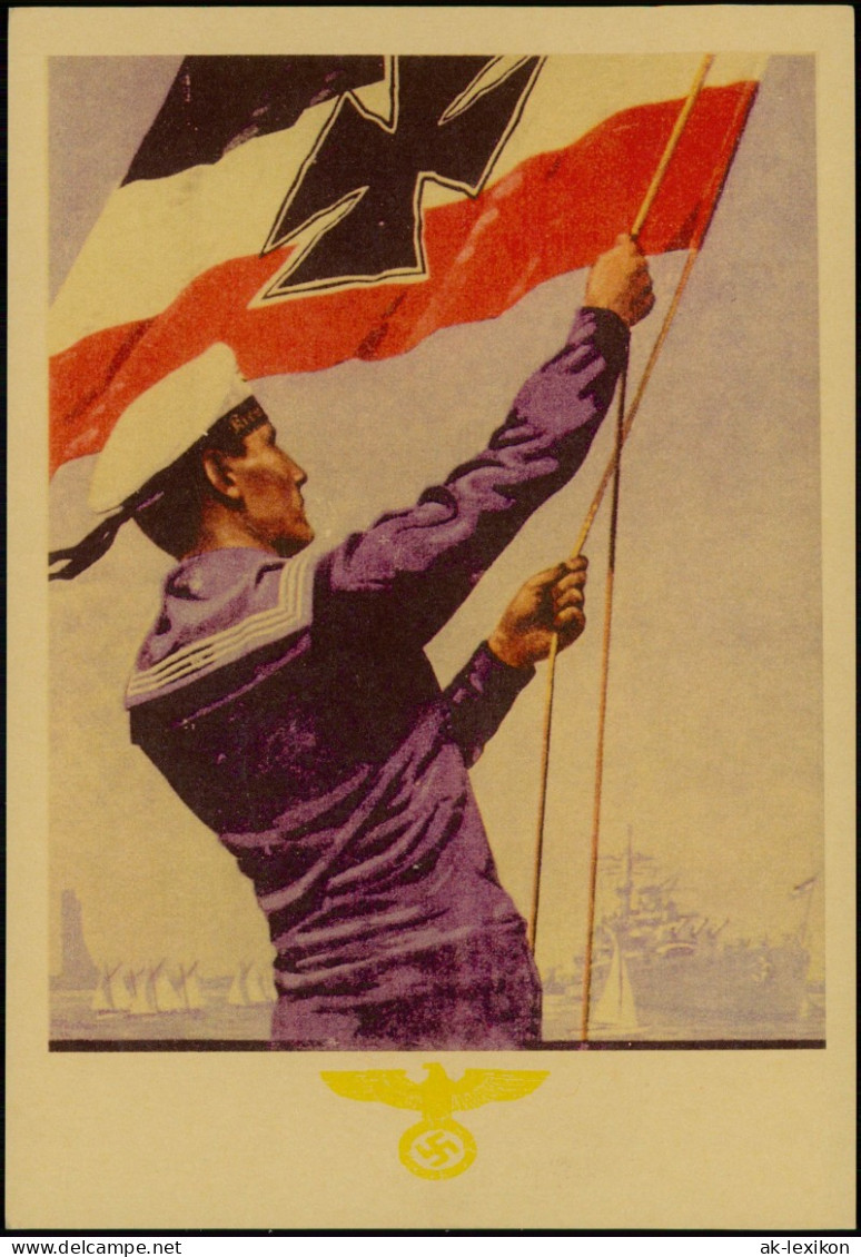 Militär/Propaganda - 2.WK (Zweiter Weltkrieg) Matrose Marine Hießt Fahne 1941 - Guerre