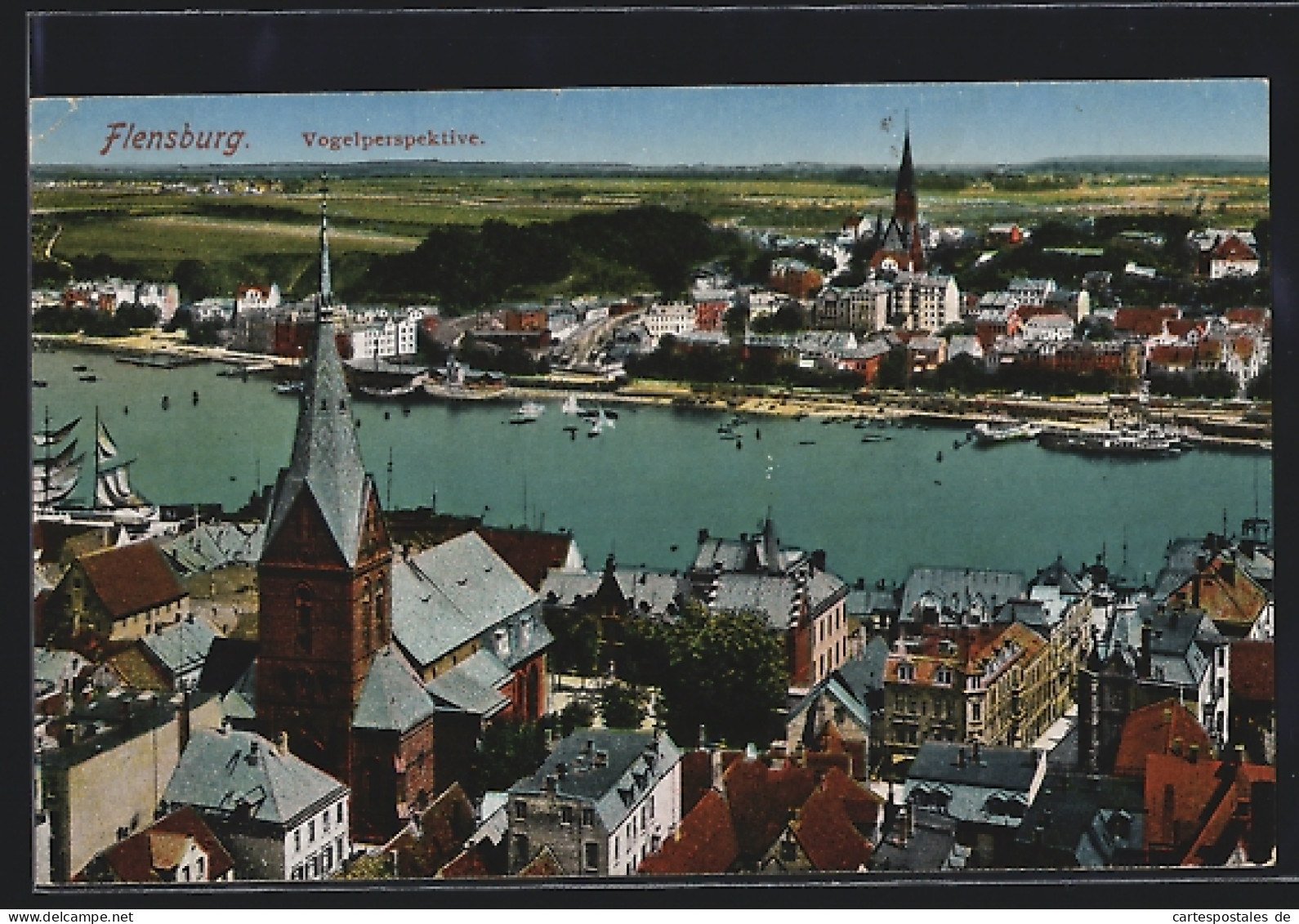AK Flensburg, Ortsansicht Aus Der Vogelschau  - Flensburg