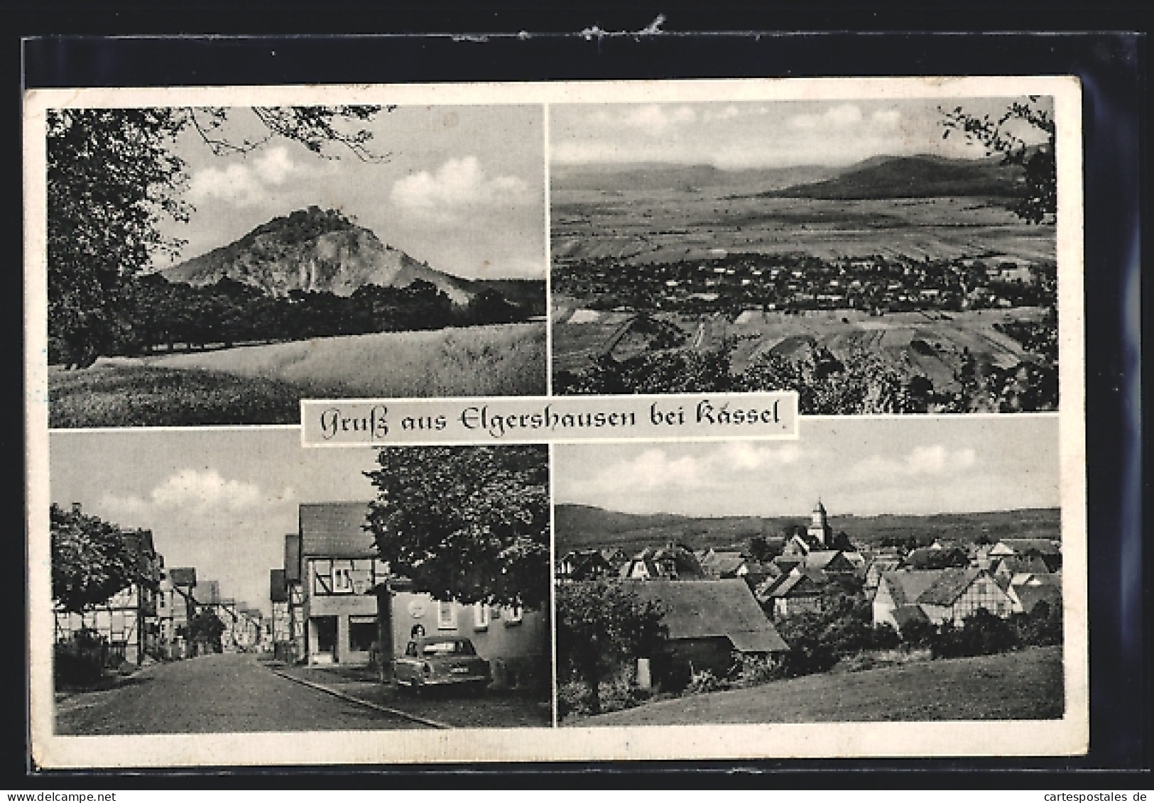 AK Elgershausen Bei Kassel, Totalansicht Vom Berg, Hügel, Ortsansicht Mit Kirche, Strassenpartie  - Kassel