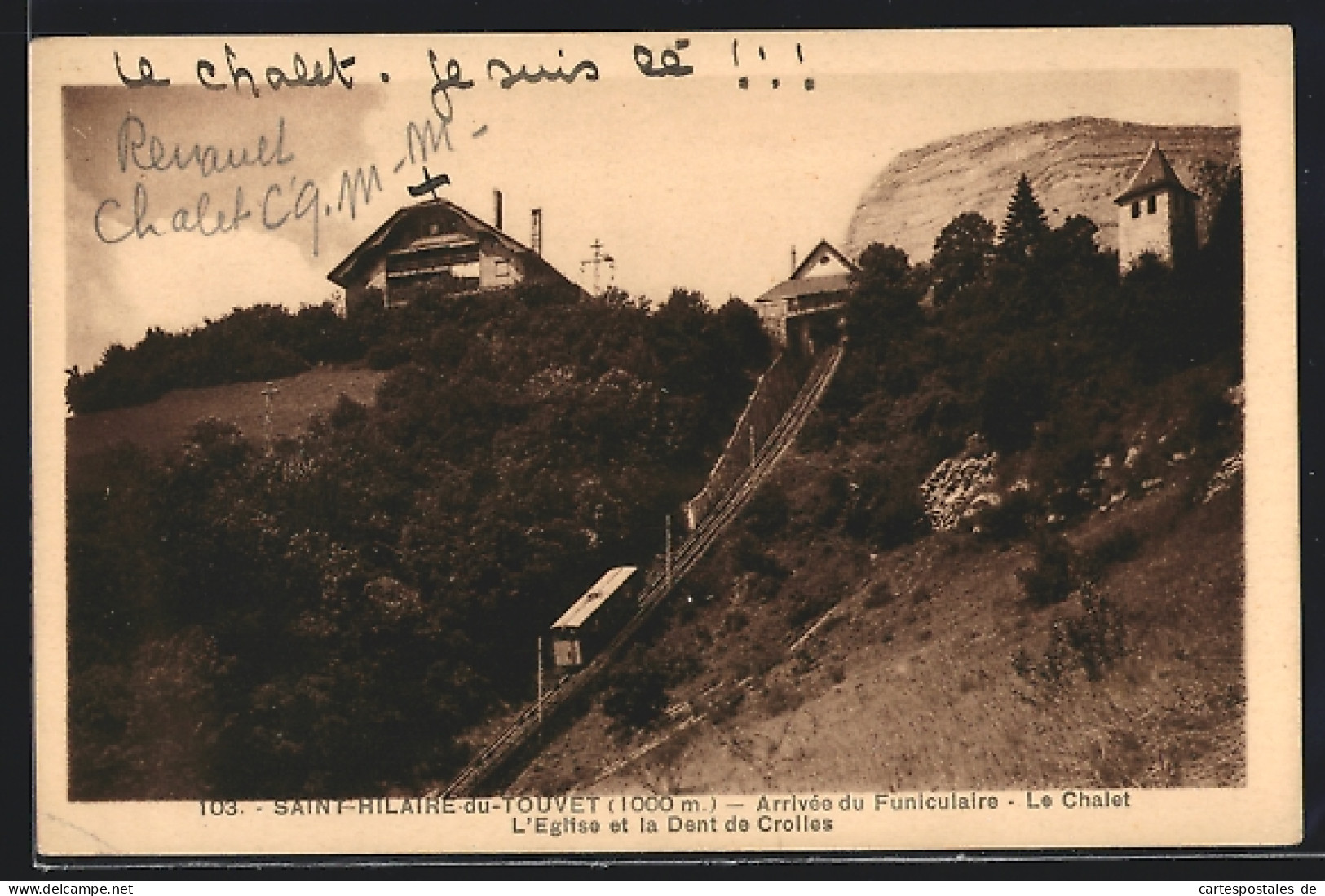 CPA Saint-Hilaire-du-Touvet, Arrivée Du Funicolaire, Le Chalet, L`eglise Et La Dent De Crolles, Train De Montagne  - Saint-Hilaire-du-Touvet