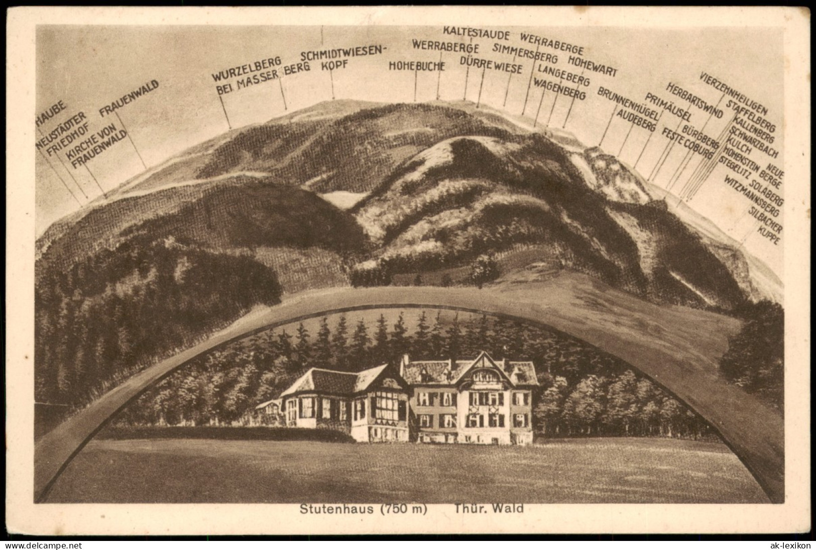 Ansichtskarte Vesser-Suhl Stutenhaus - Bergrundblick Panorma 1926 - Suhl